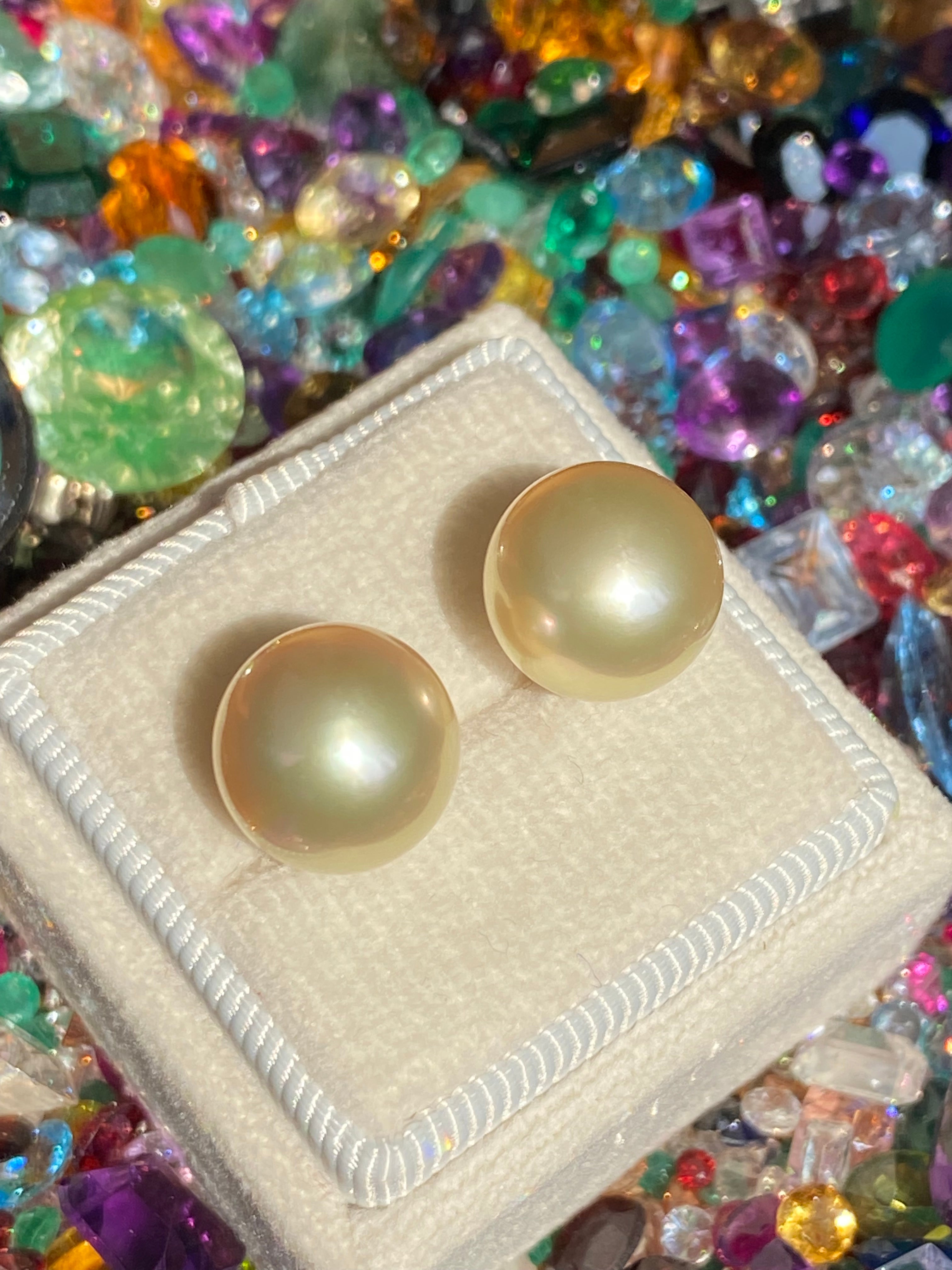 South Sea Pearl Stud Earrings in 18ct Yellow Gold
