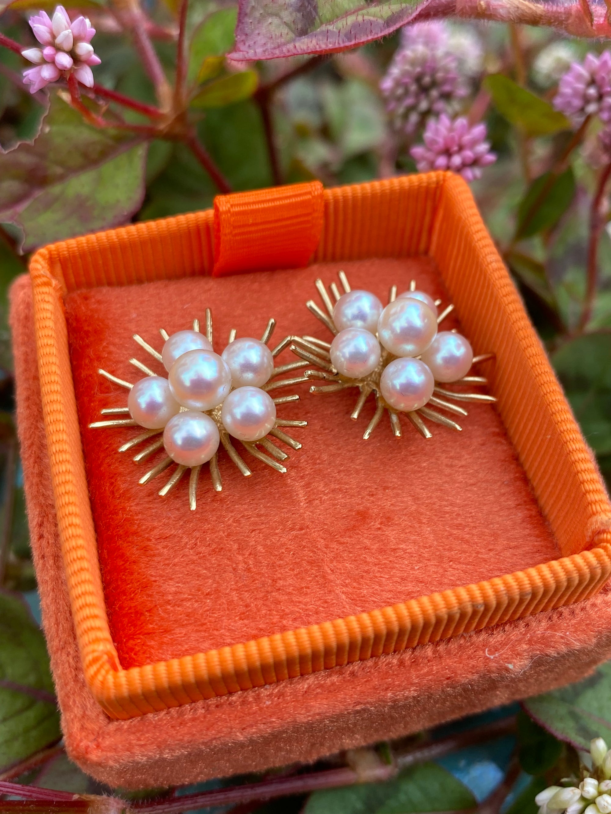 Vintage Pearl Earrings in 9ct Yellow Gold