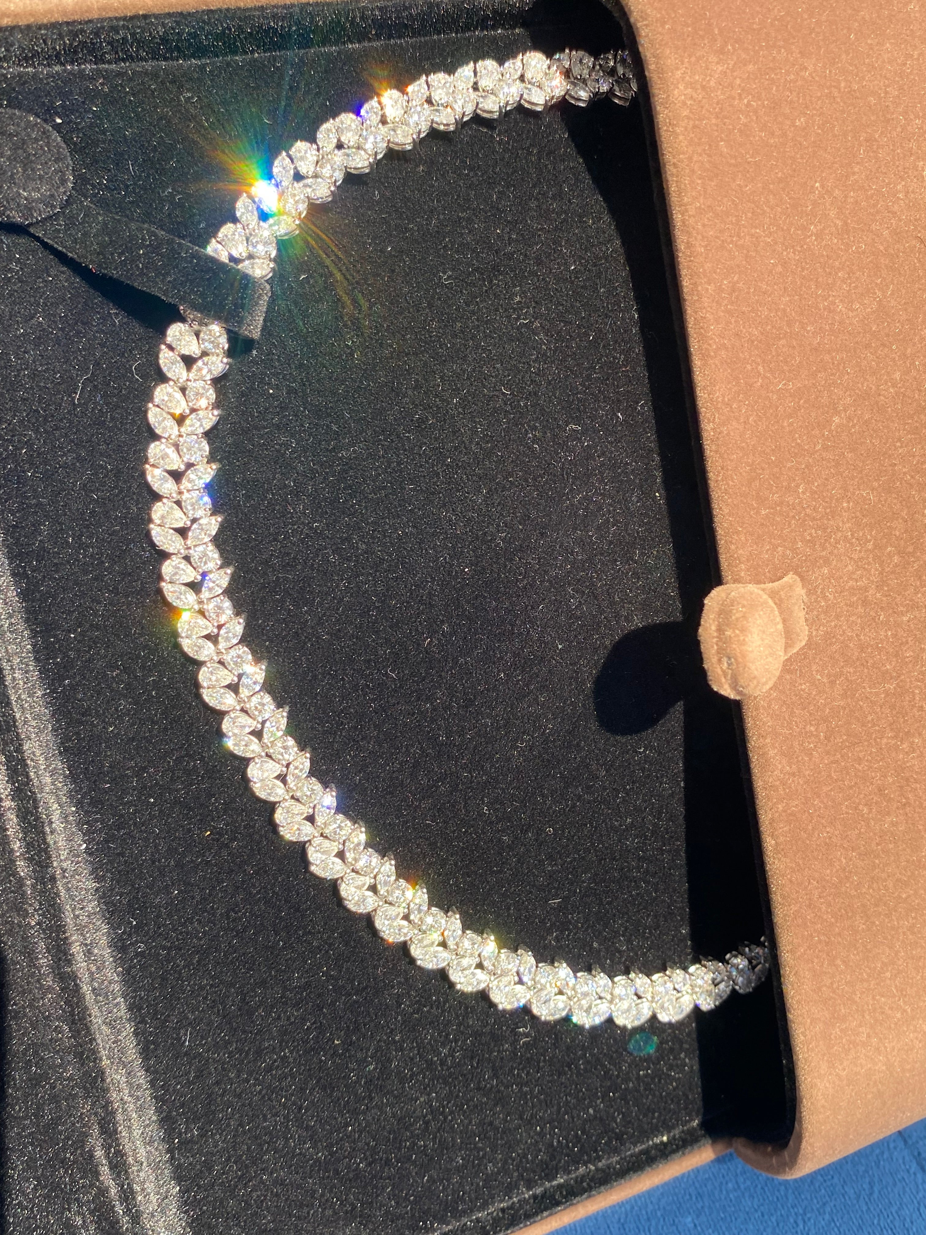 32.17 CTW Natural Diamond Necklace in 18ct White Gold