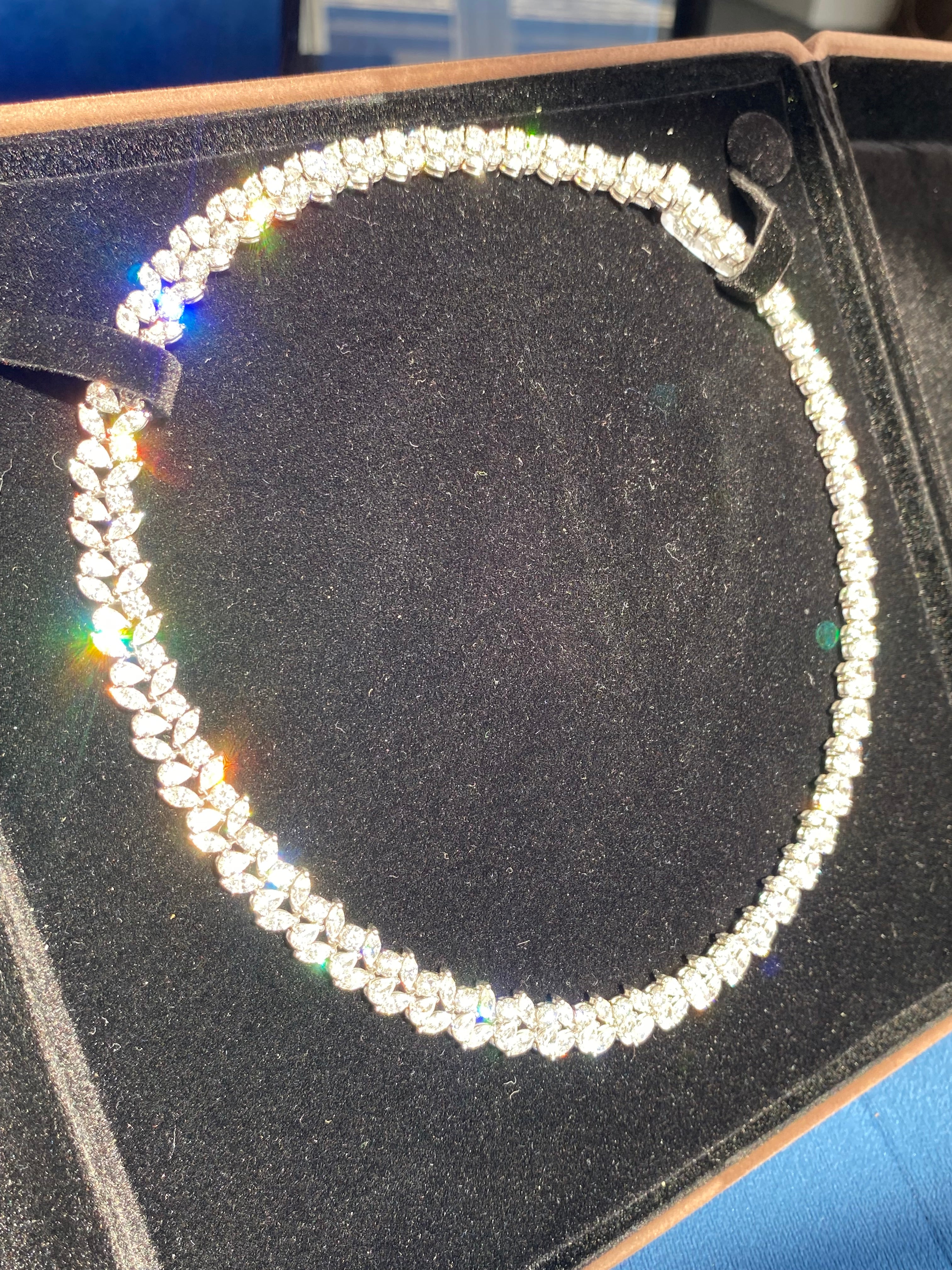 32.17 CTW Natural Diamond Necklace in 18ct White Gold