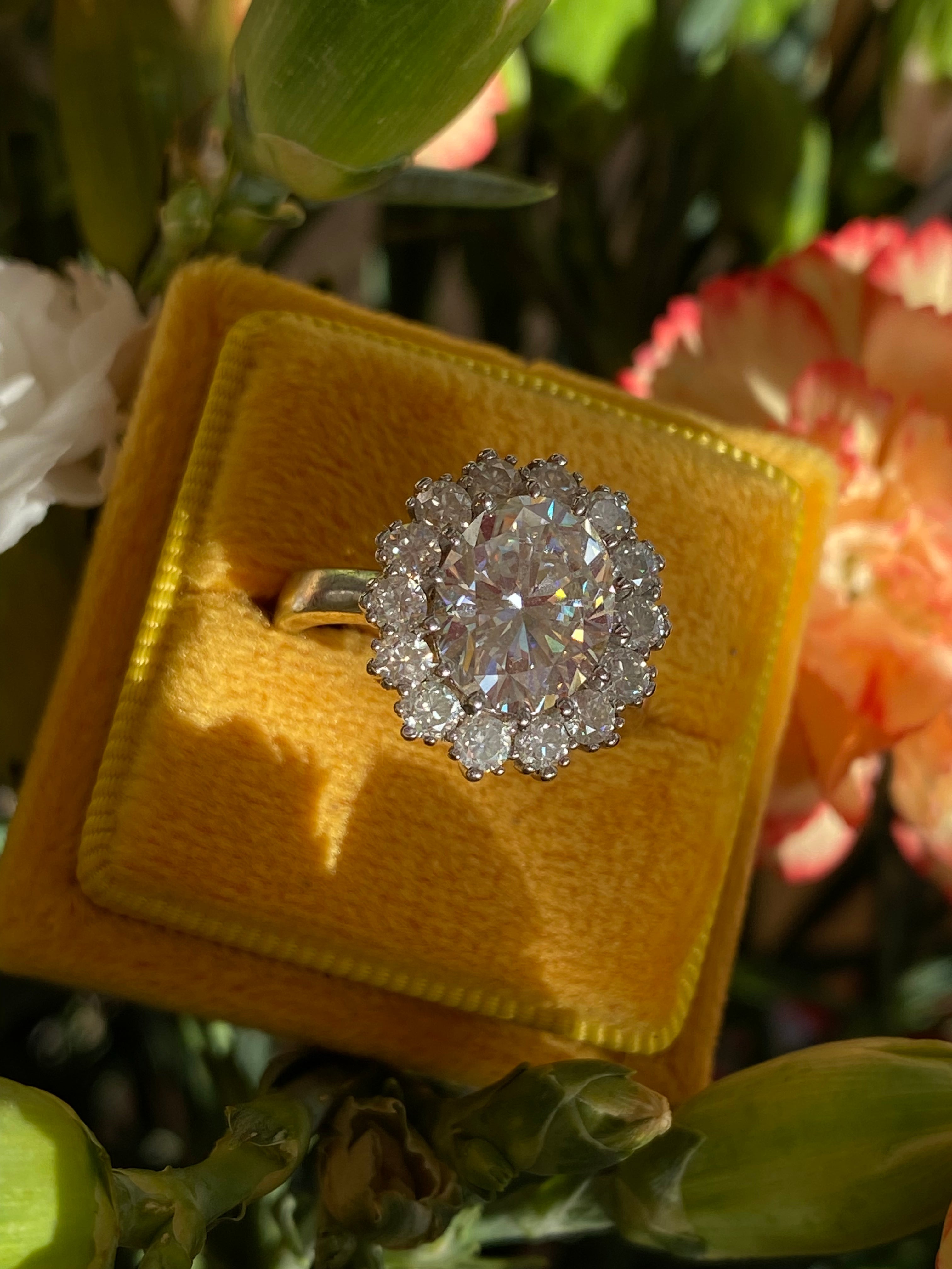 4.50 CTW Oval Moissanite Halo Engagement Ring in Sterling Silver
