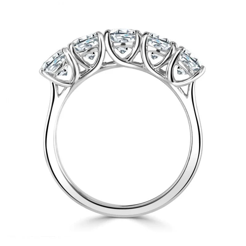 2.50 CTW + Round Brilliant Lab Grown Diamond Five Stone Ring, at Least F Colour / VVS Clarity