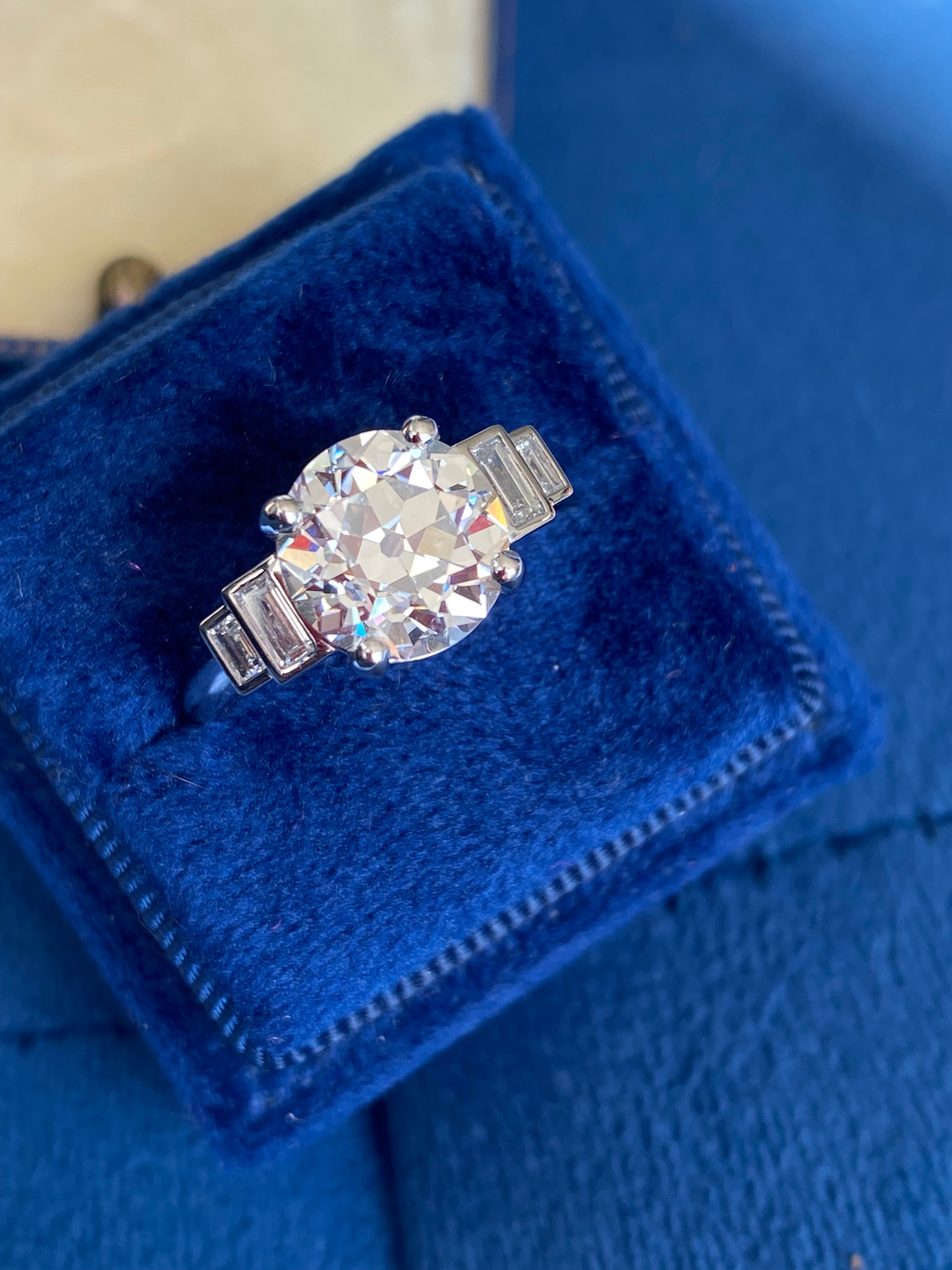 Heritage 3.25CT + Old European Cut Lab Grown Diamond Engagement Ring, at Least F Colour / VS Clarity