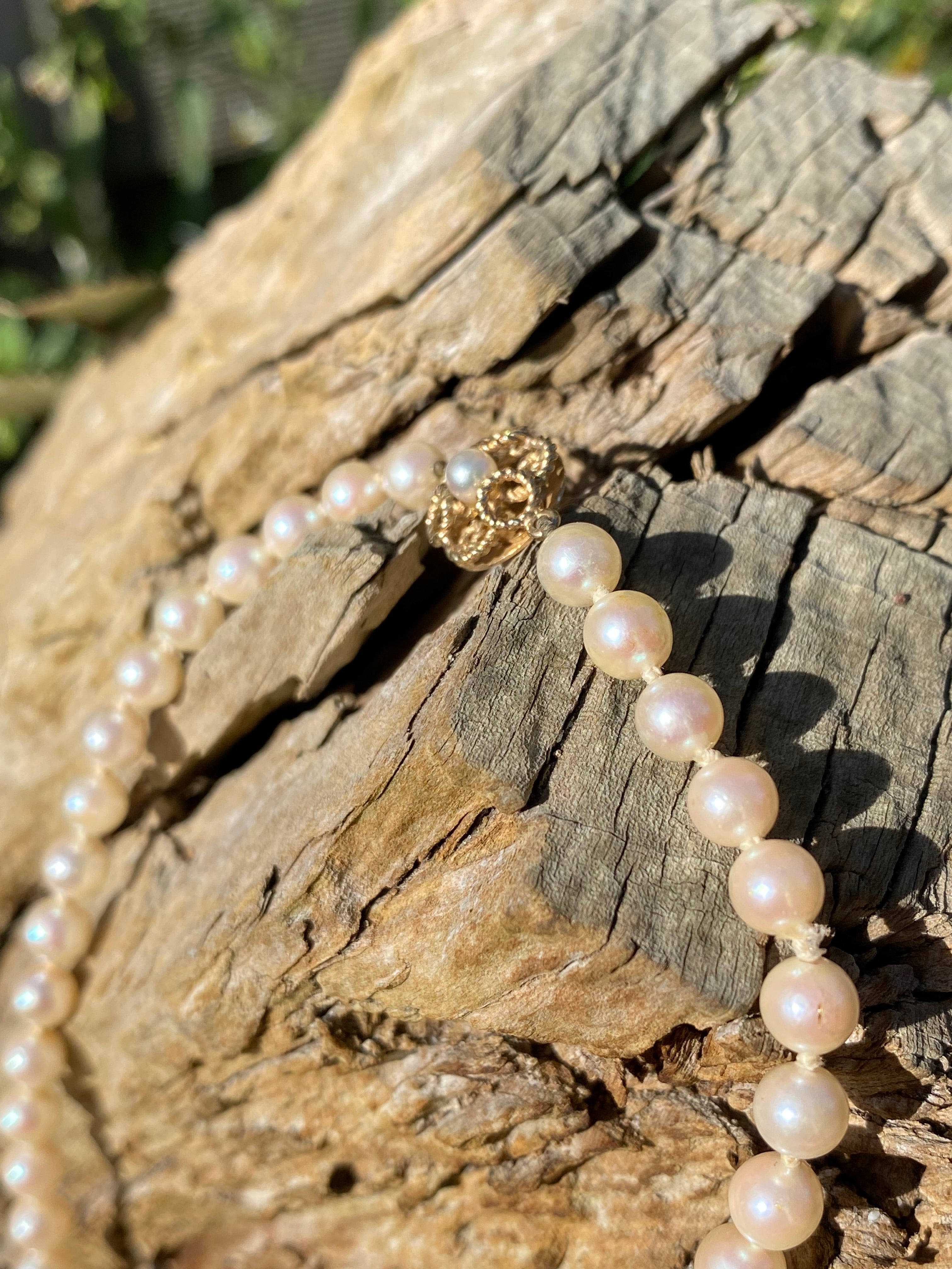 Vintage Cultured Akoya Pearl Necklace with 9ct Gold Clasp