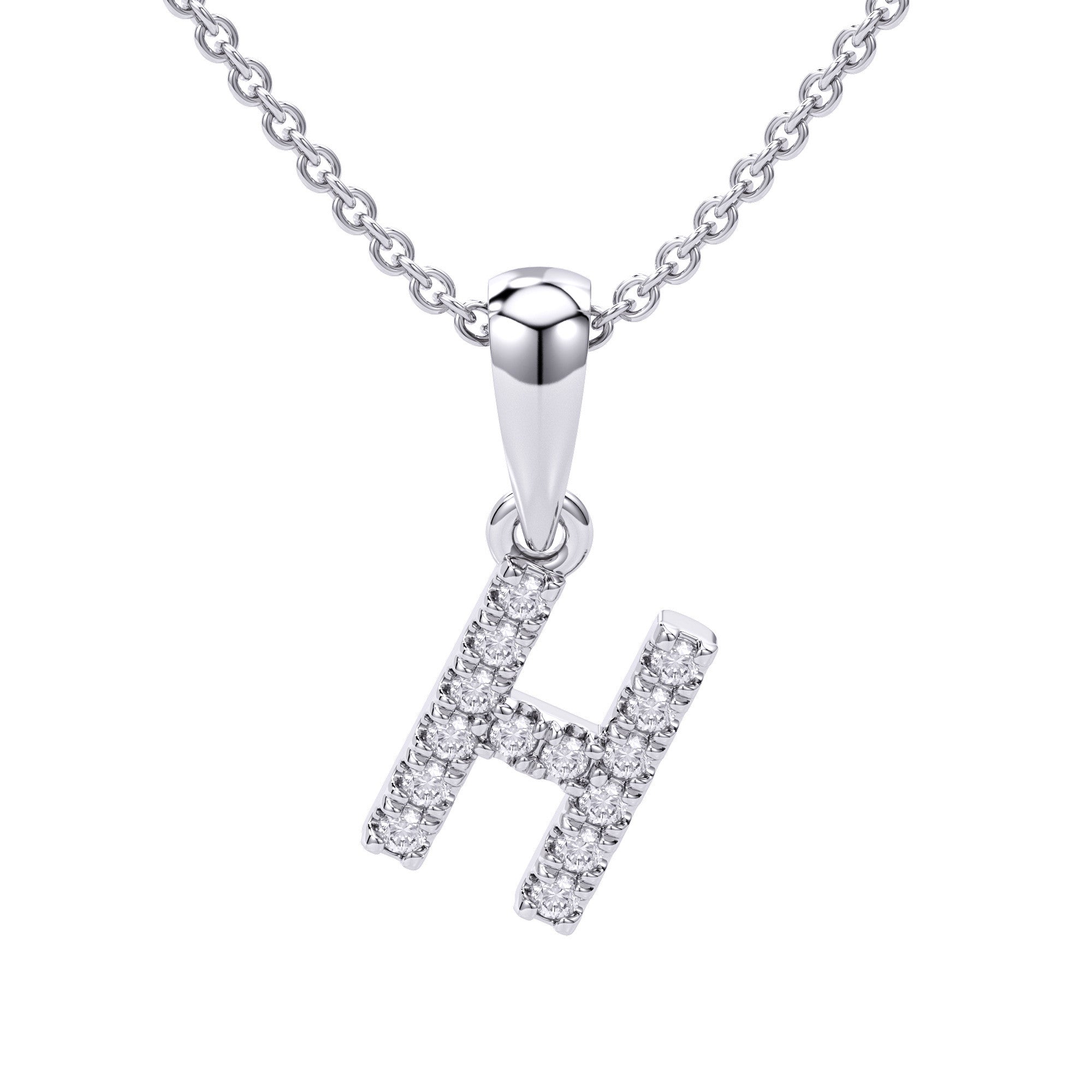 Love Letters Initials Pendant Necklace in 18ct White / Yellow Gold H