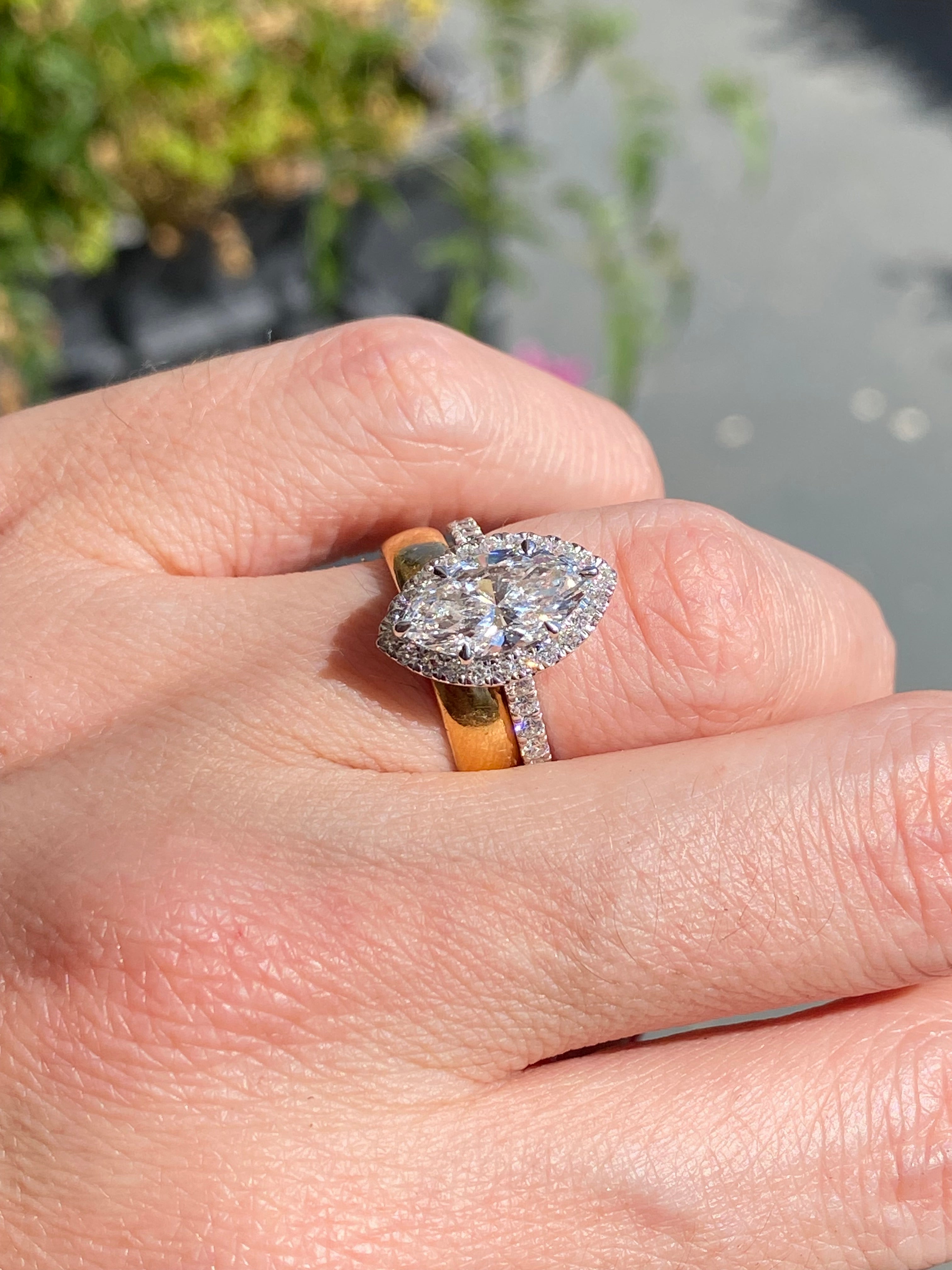 2.58 CTW Marquise Cut Lab Diamond Halo Engagement Ring in Platinum