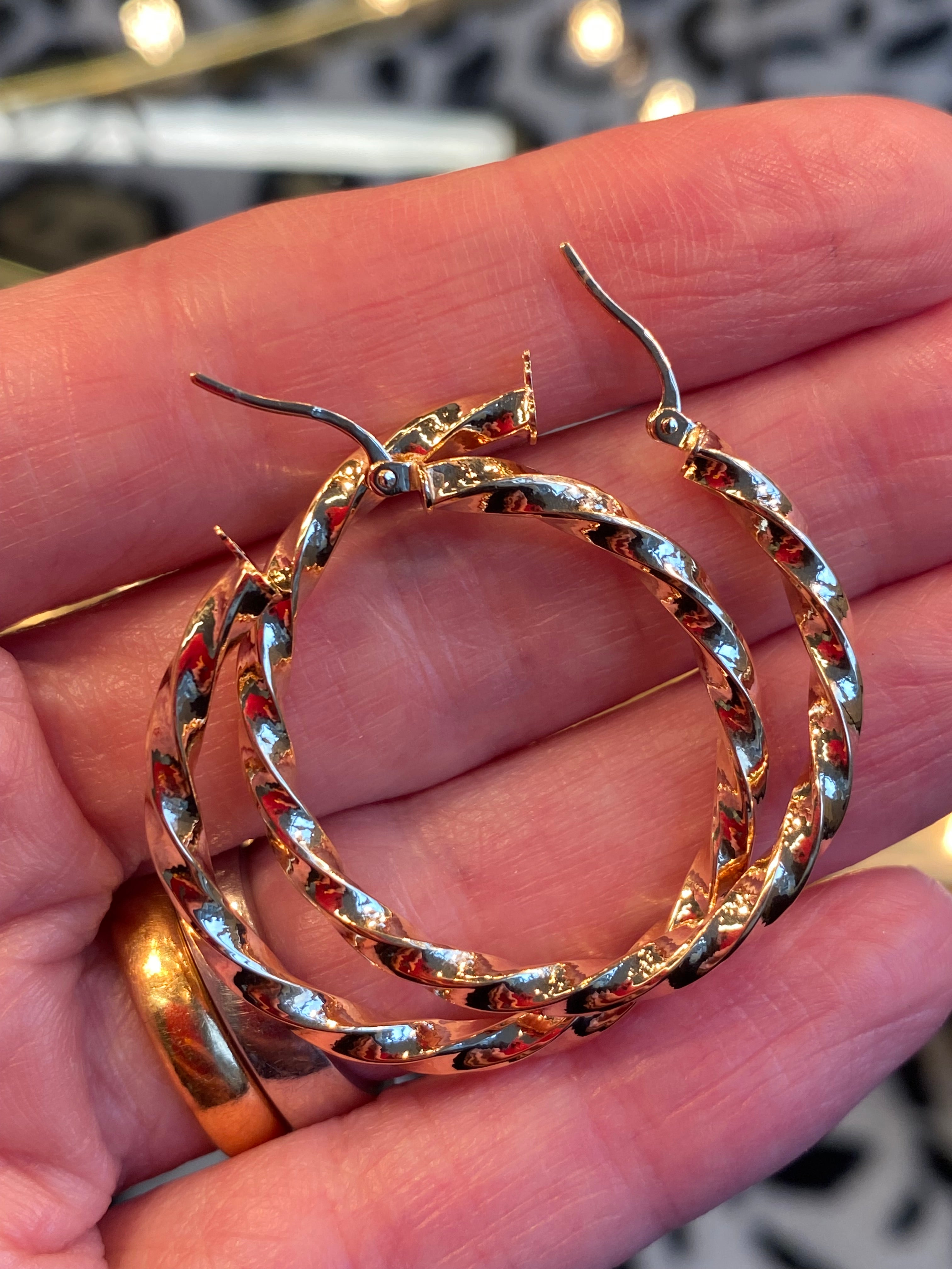 Statement 36mm Twist Hoop Earrings in 9ct Yellow Gold