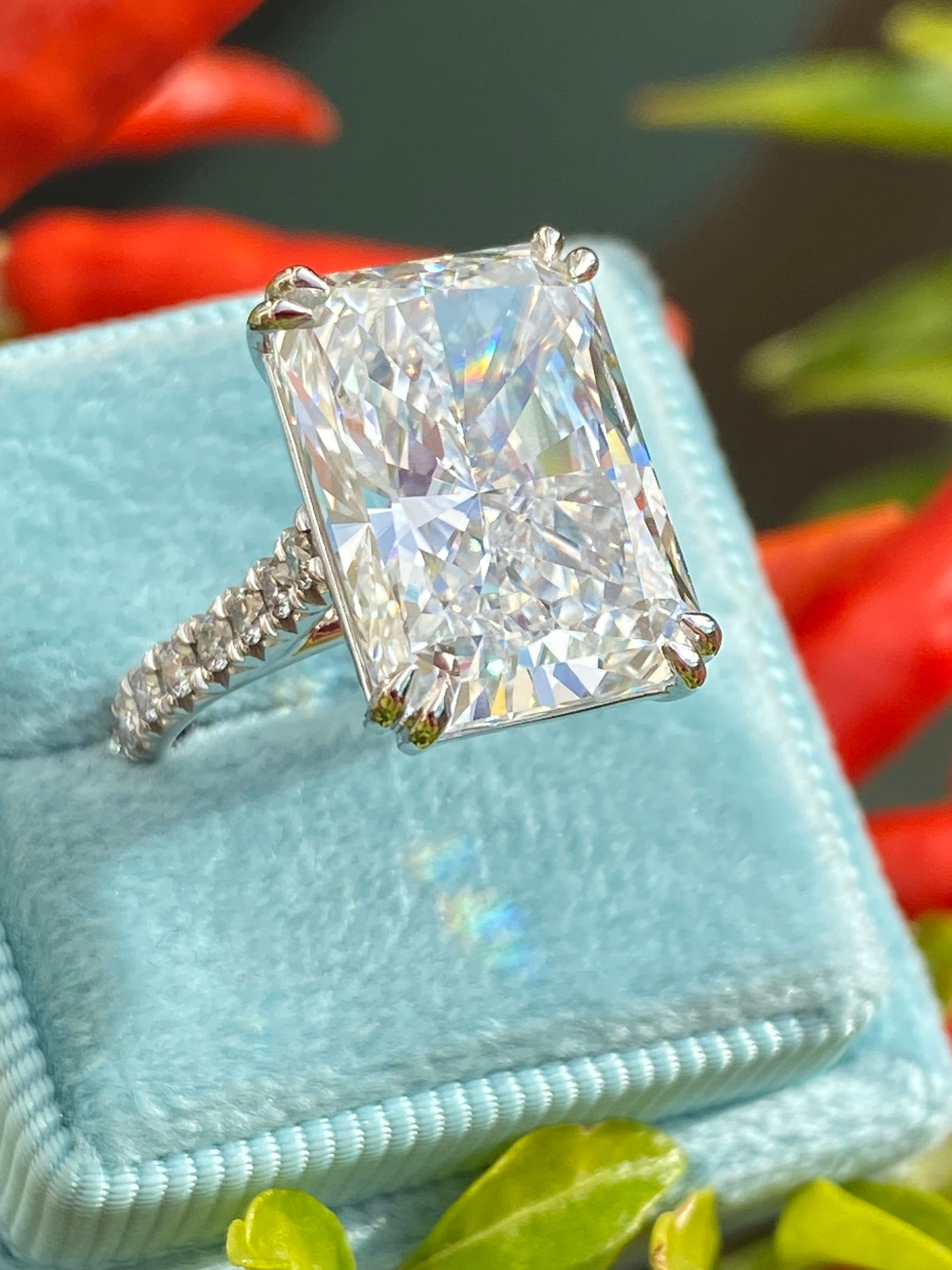 10.23 Carat Radiant Cut Lab Diamond Solitaire Engagement Ring in Platinum