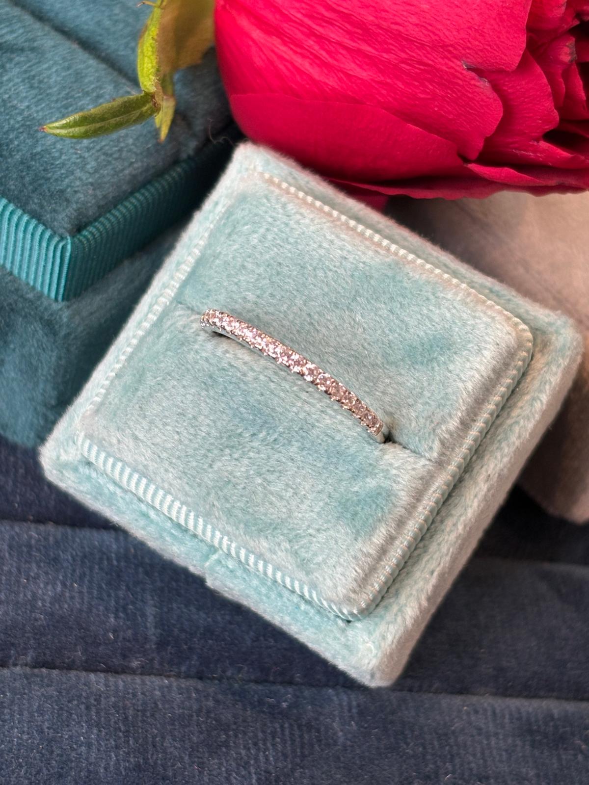 Round Cut Moissanite Double Halo Engagement and Wedding / Eternity Ring Set in Sterling Silver