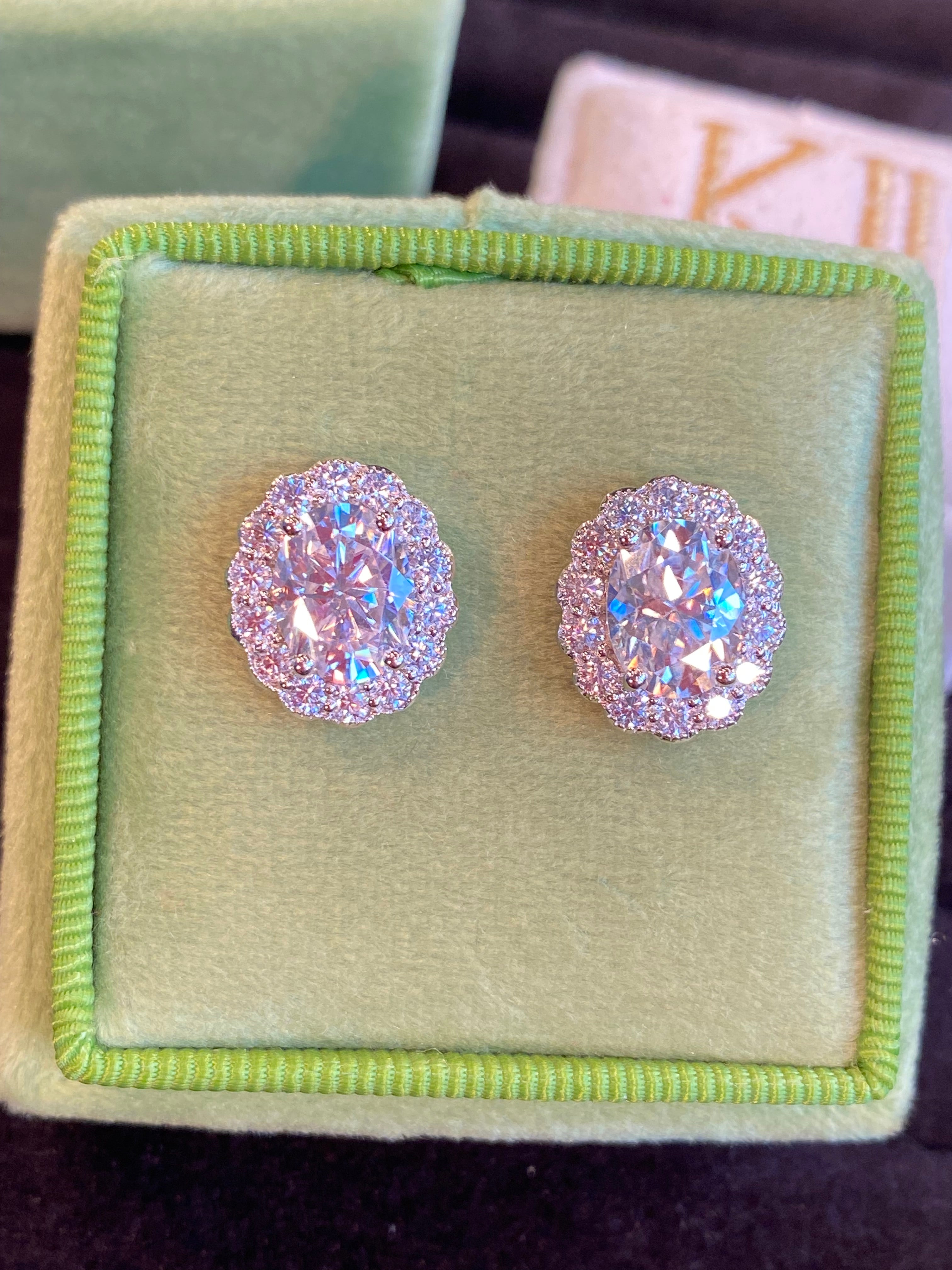 5.00 CTW Oval Cut Moissanite Earrings in Sterling Silver