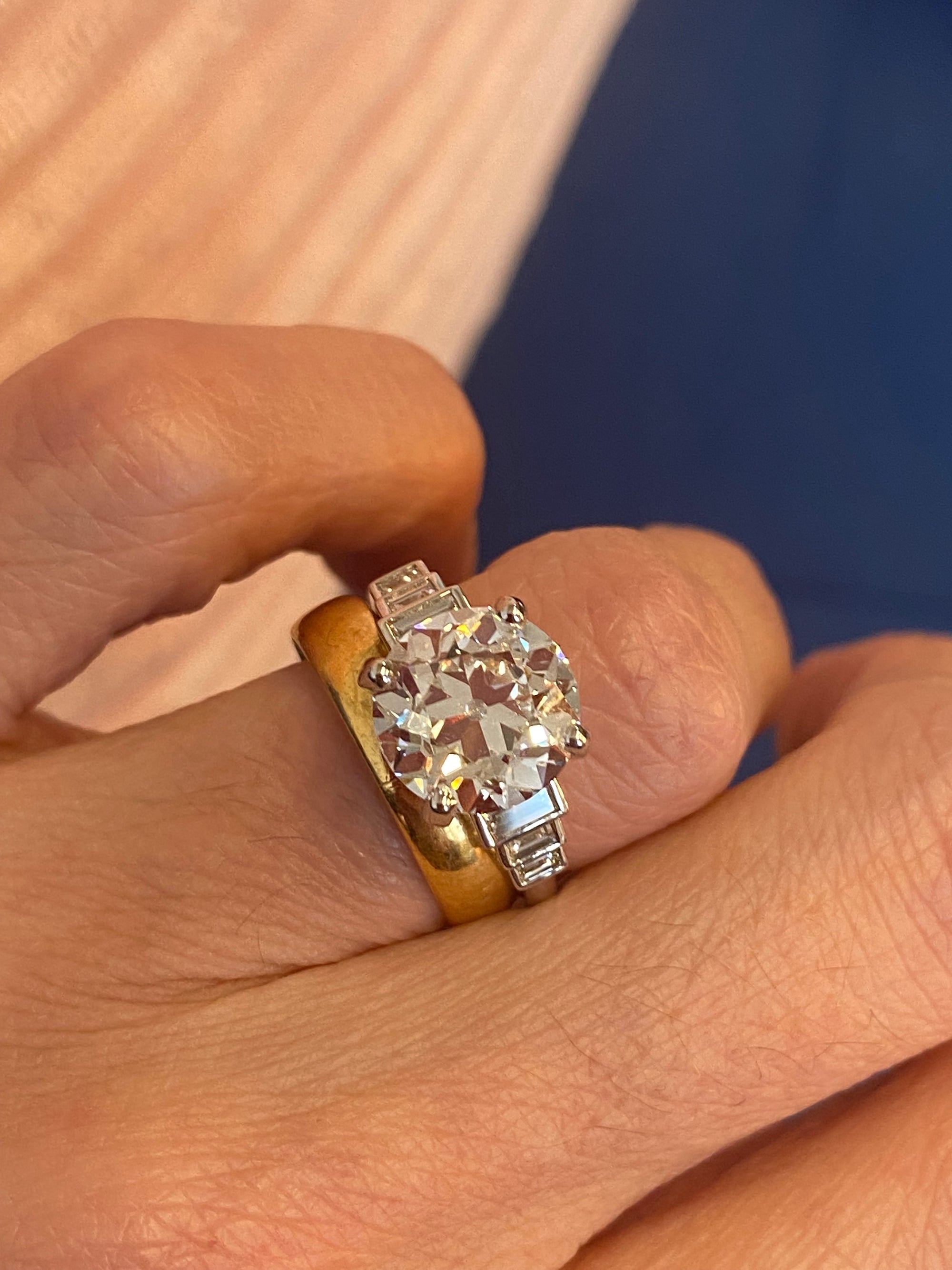 Heritage 4.00 CTW + Old Cut Lab Grown Diamond Art Deco Design Solitaire Engagement Ring, at Least F Colour / VS Clarity