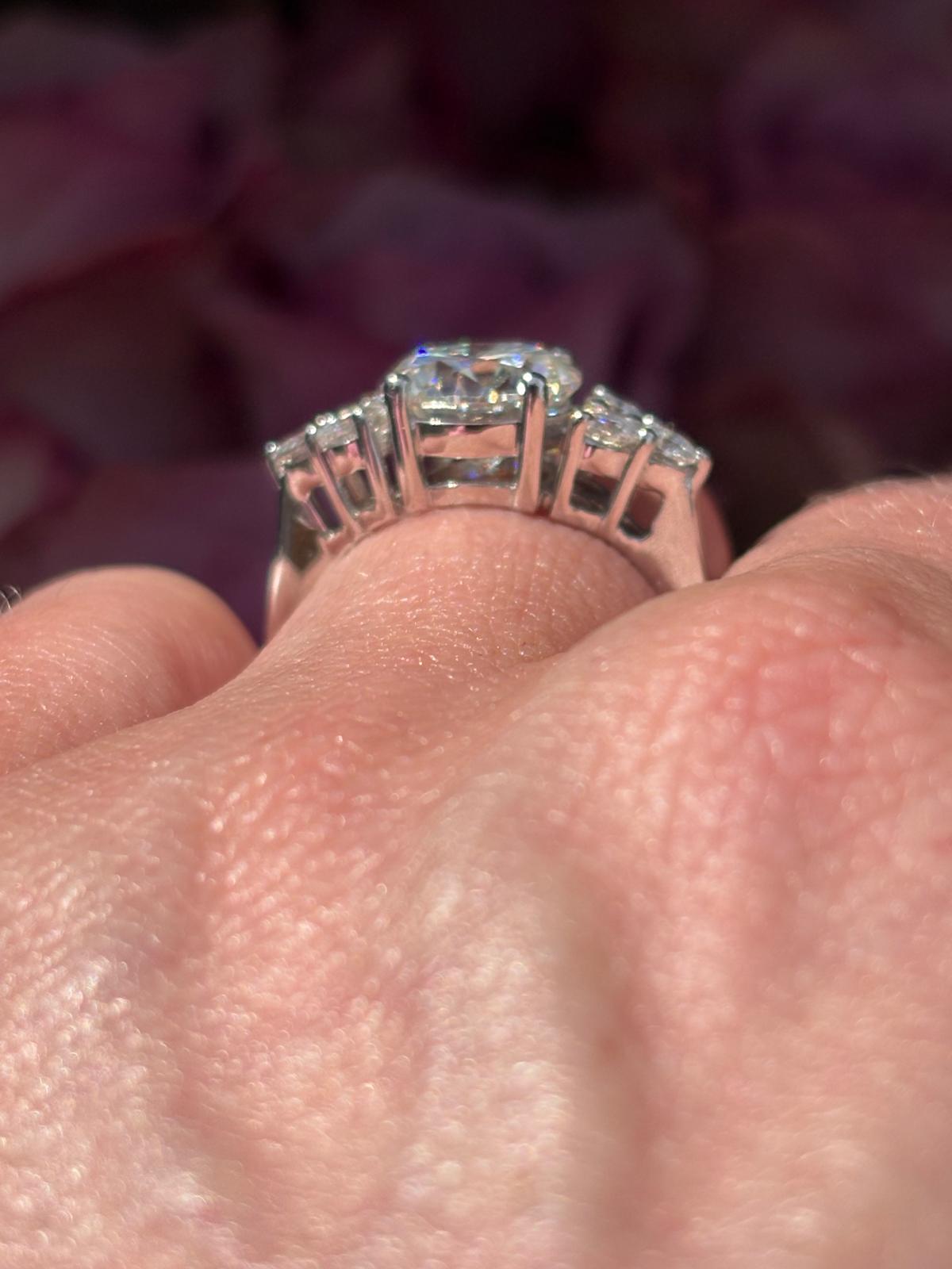 3.15 CTW Round Cut Trefoil Moissanite Three Stone Style Ring in Sterling Silver