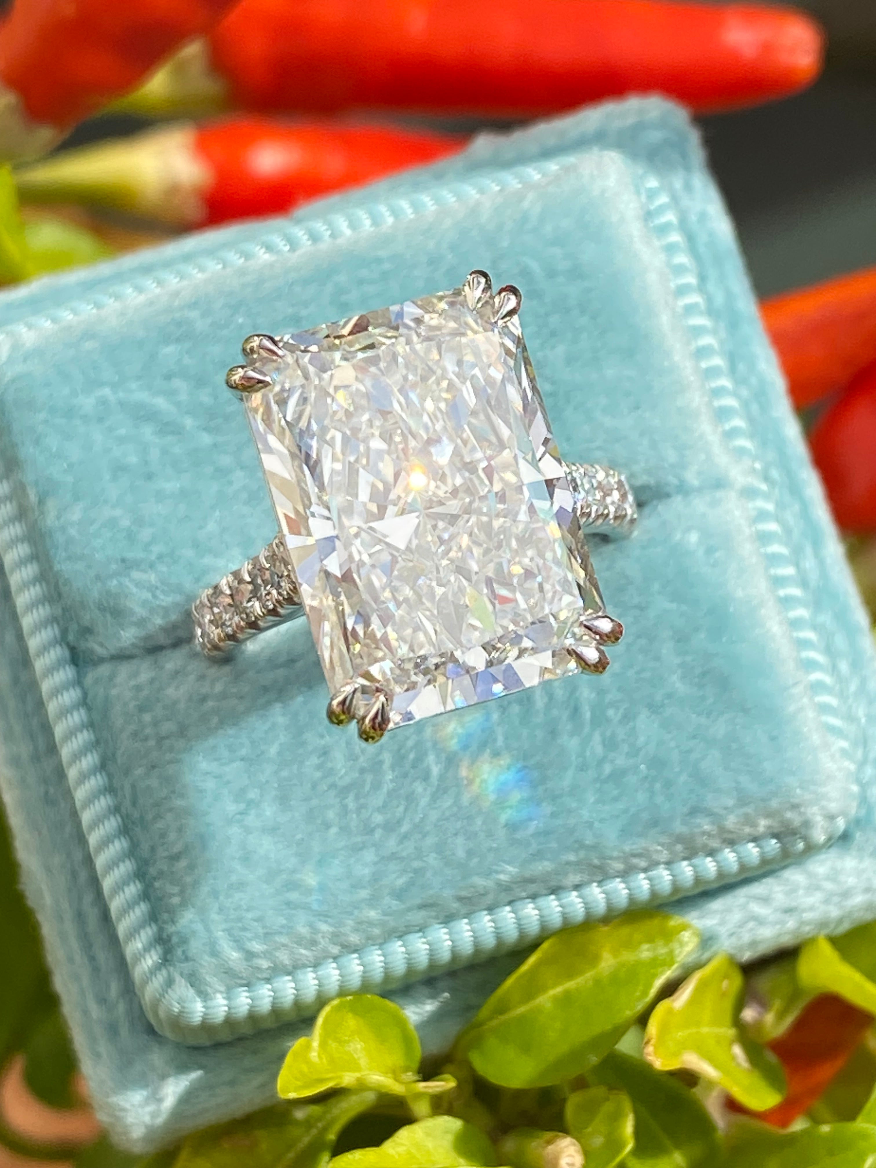 10.23 Carat Radiant Cut Lab Diamond Solitaire Engagement Ring in Platinum