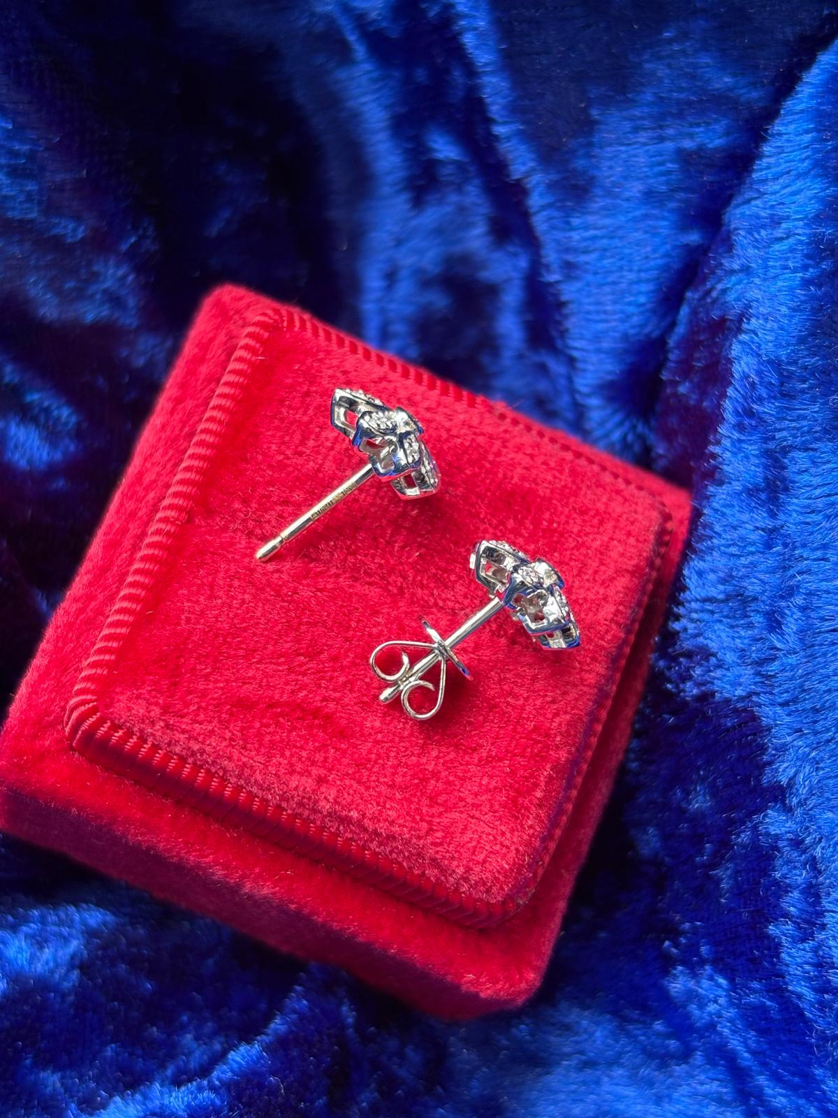 Snowflake Natural Diamond Stud Earrings in 18ct White Gold