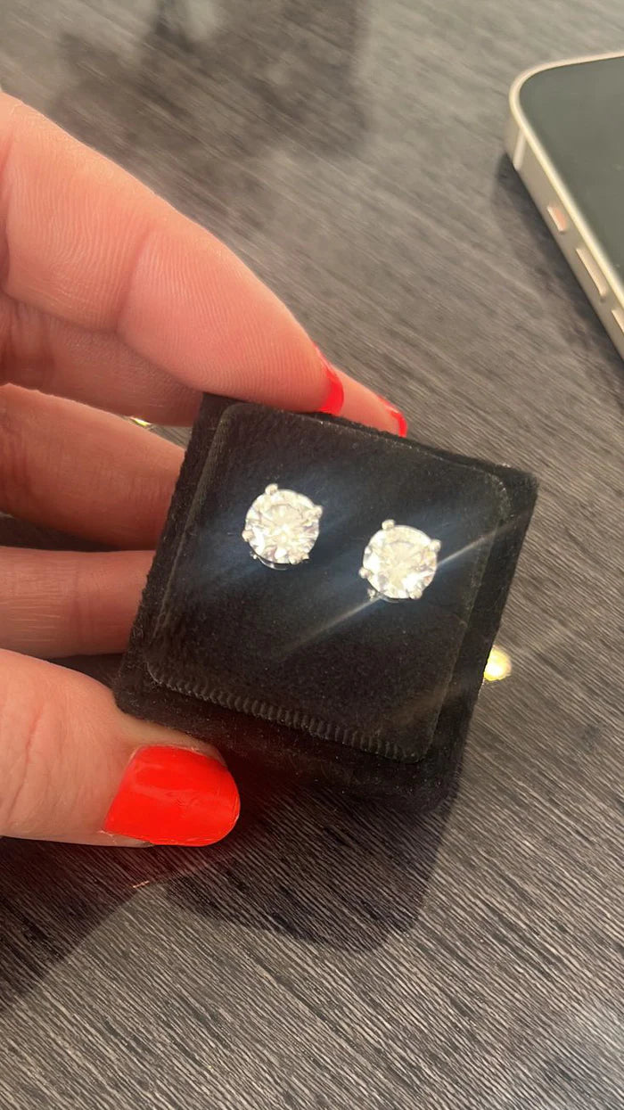 3.00 CTW + Lab Grown Diamond Solitaire Stud Earrings, at Least F Colour / VVS Clarity