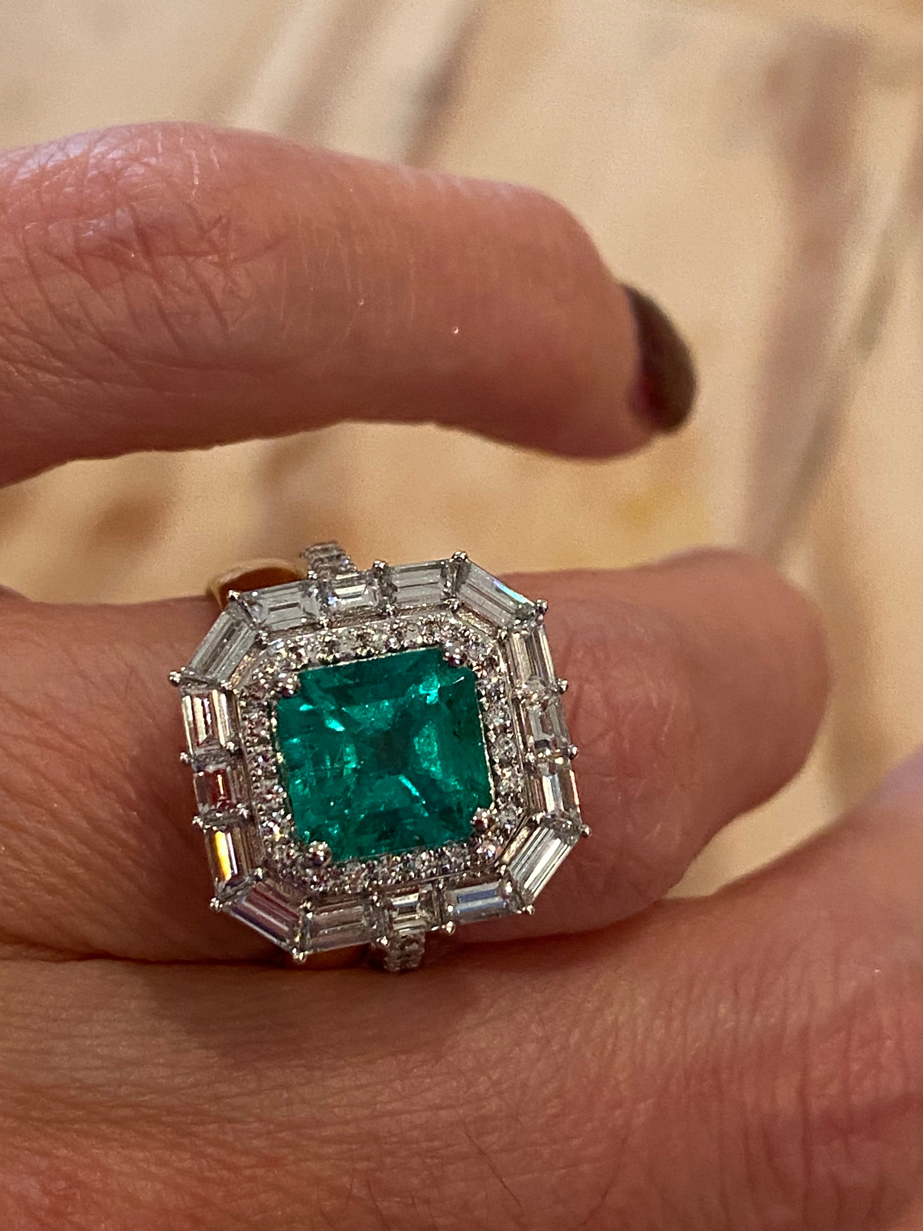 Masterpiece 2.34 Carat Colombian Emerald and 1.67ctw Natural Diamond Ring in Platinum