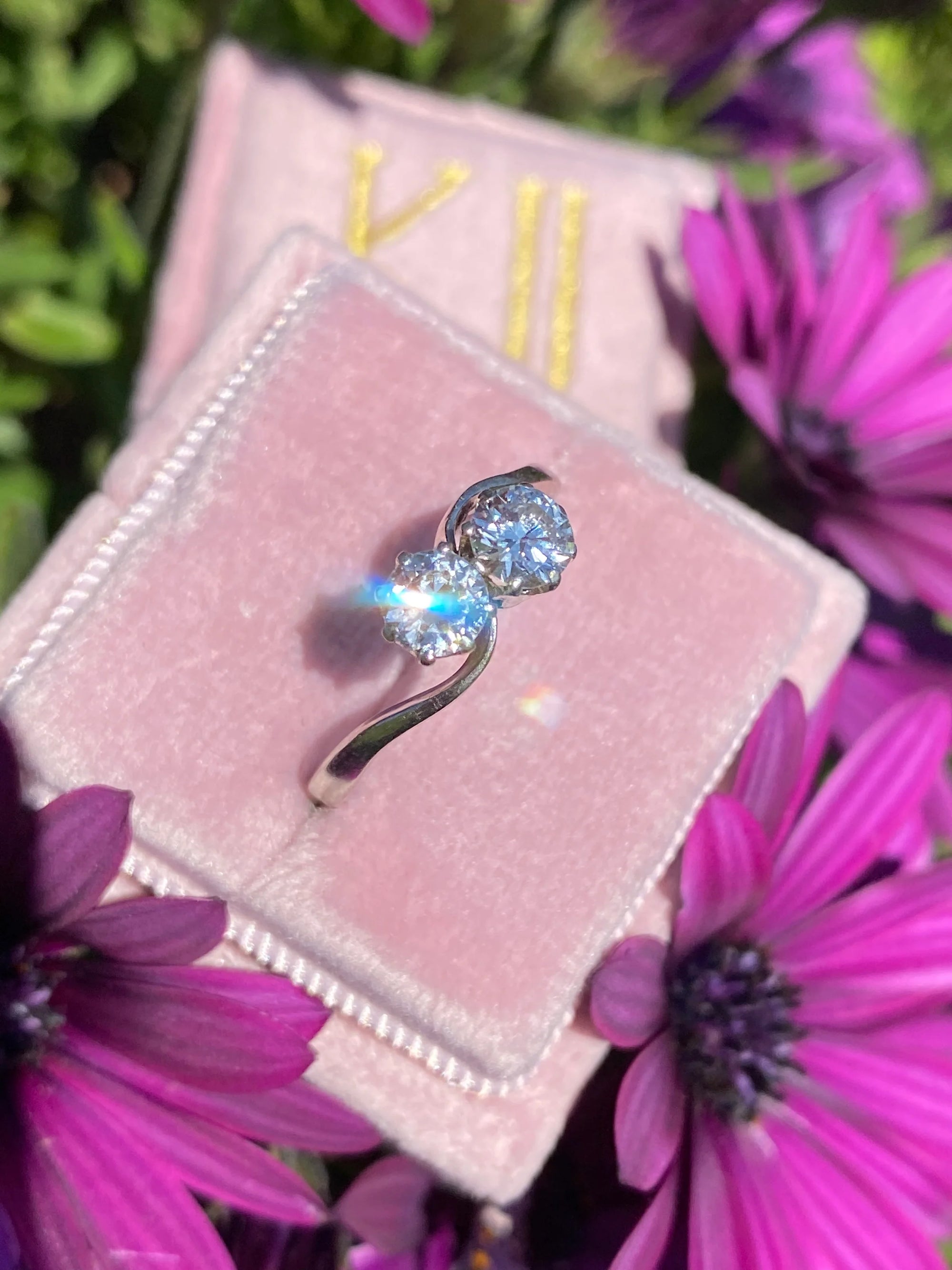 Heritage 1.00 CT + Lab Grown Diamond Toi-et-Moi Engagement Ring, at Least F Colour / VVS Clarity