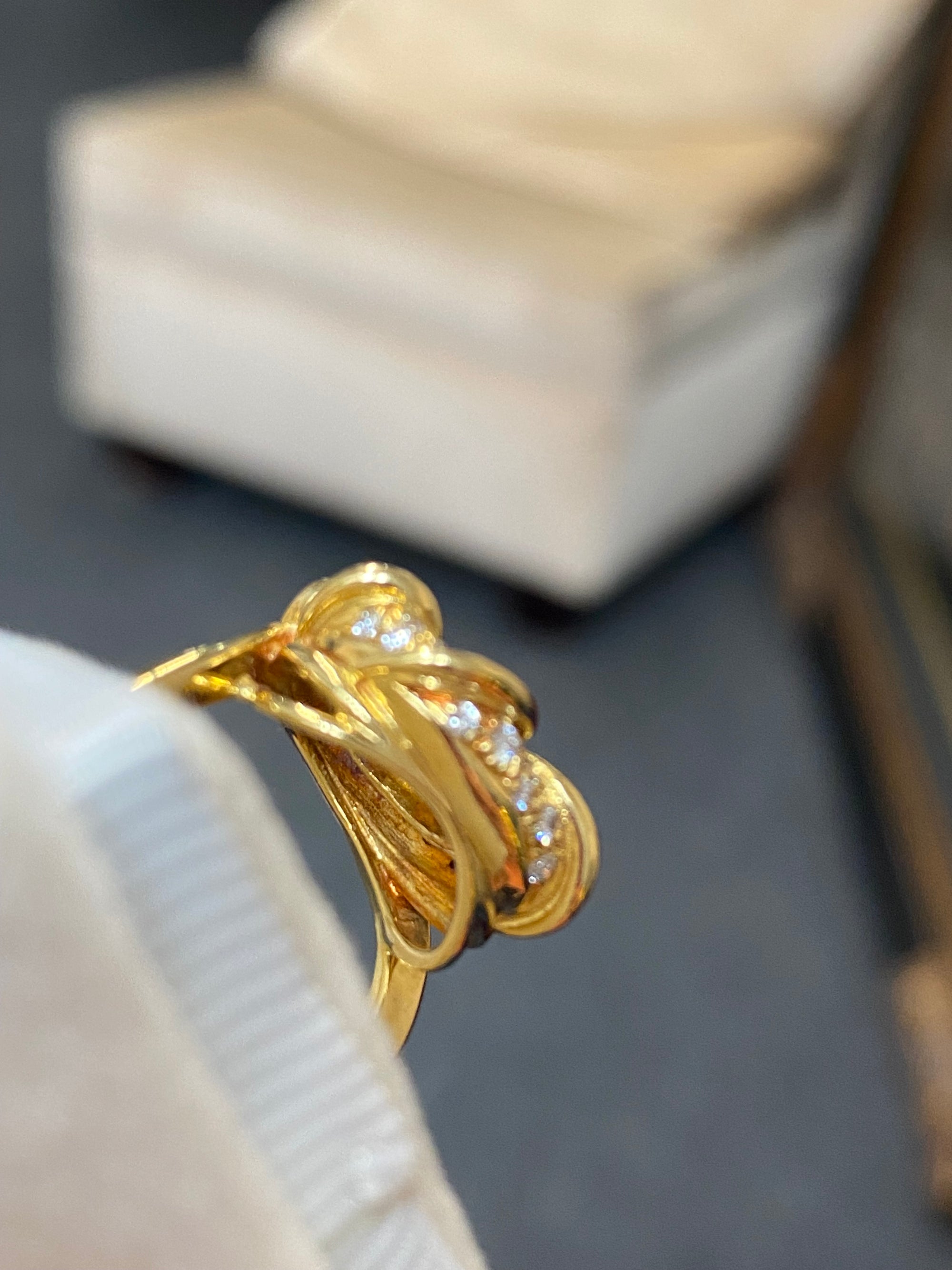 Vintage Yellow Sapphire and Natural Diamond Halo Ring in 18ct Yellow Gold