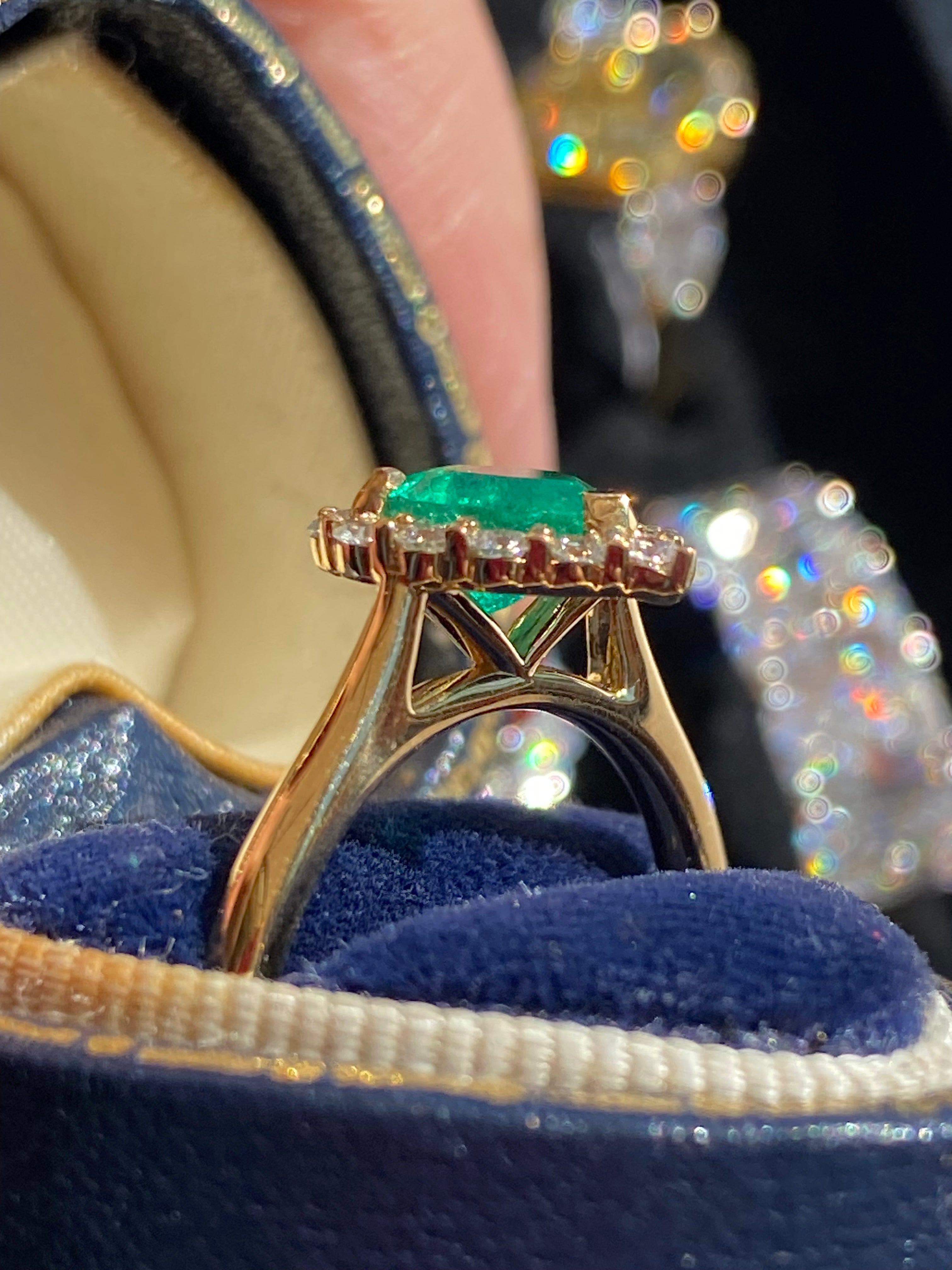 1.16 CTW Heart Shape Emerald and Natural Diamond Halo Ring in 18ct Yellow Gold