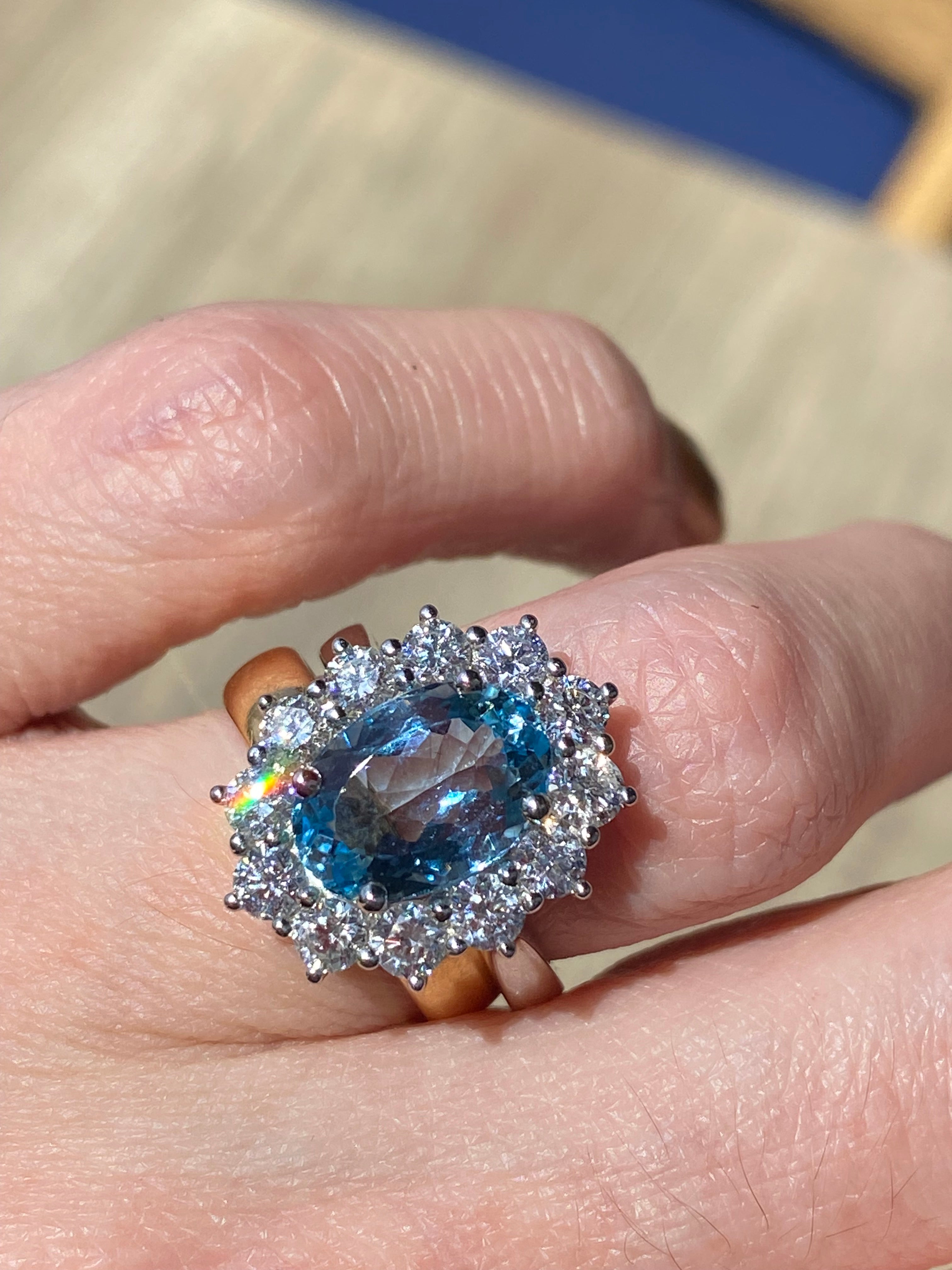 4.32 CTW Marquise Cut Aquamarine and Natural Diamond Halo Engagement Ring in Platinum