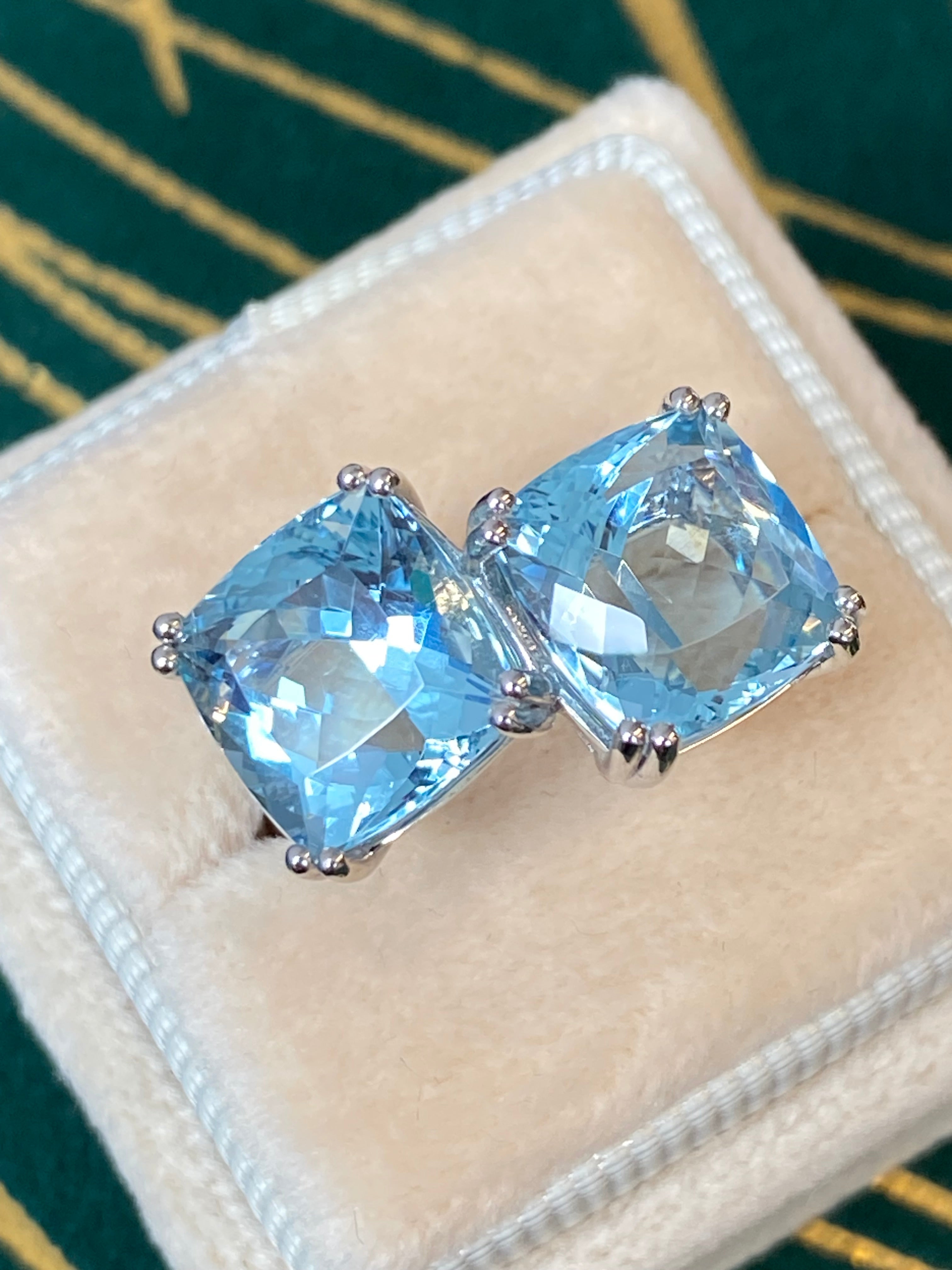 9.67 CTW Aquamarine and Natural Diamond Toi et Moi Ring in Platinum