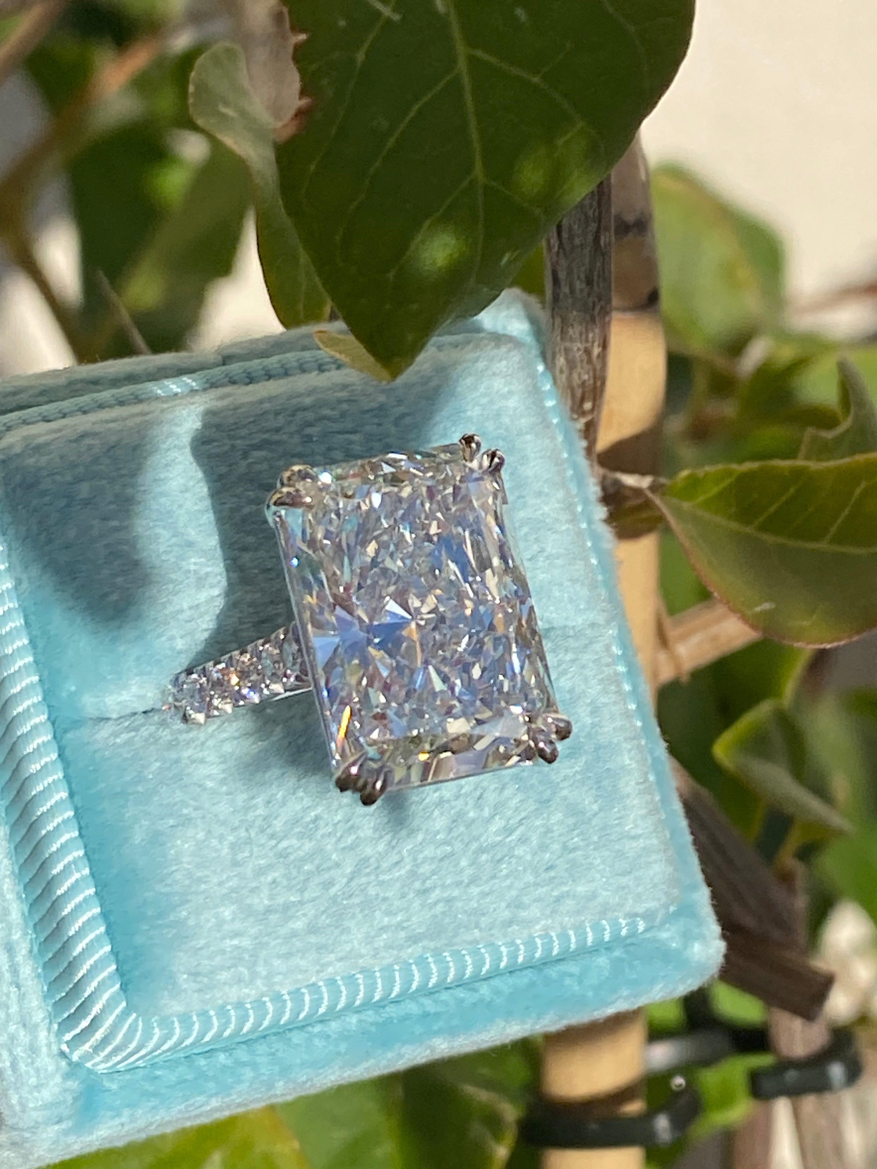 10.23 Carat Radiant Cut Lab Diamond Solitaire Engagement Ring in Platinum