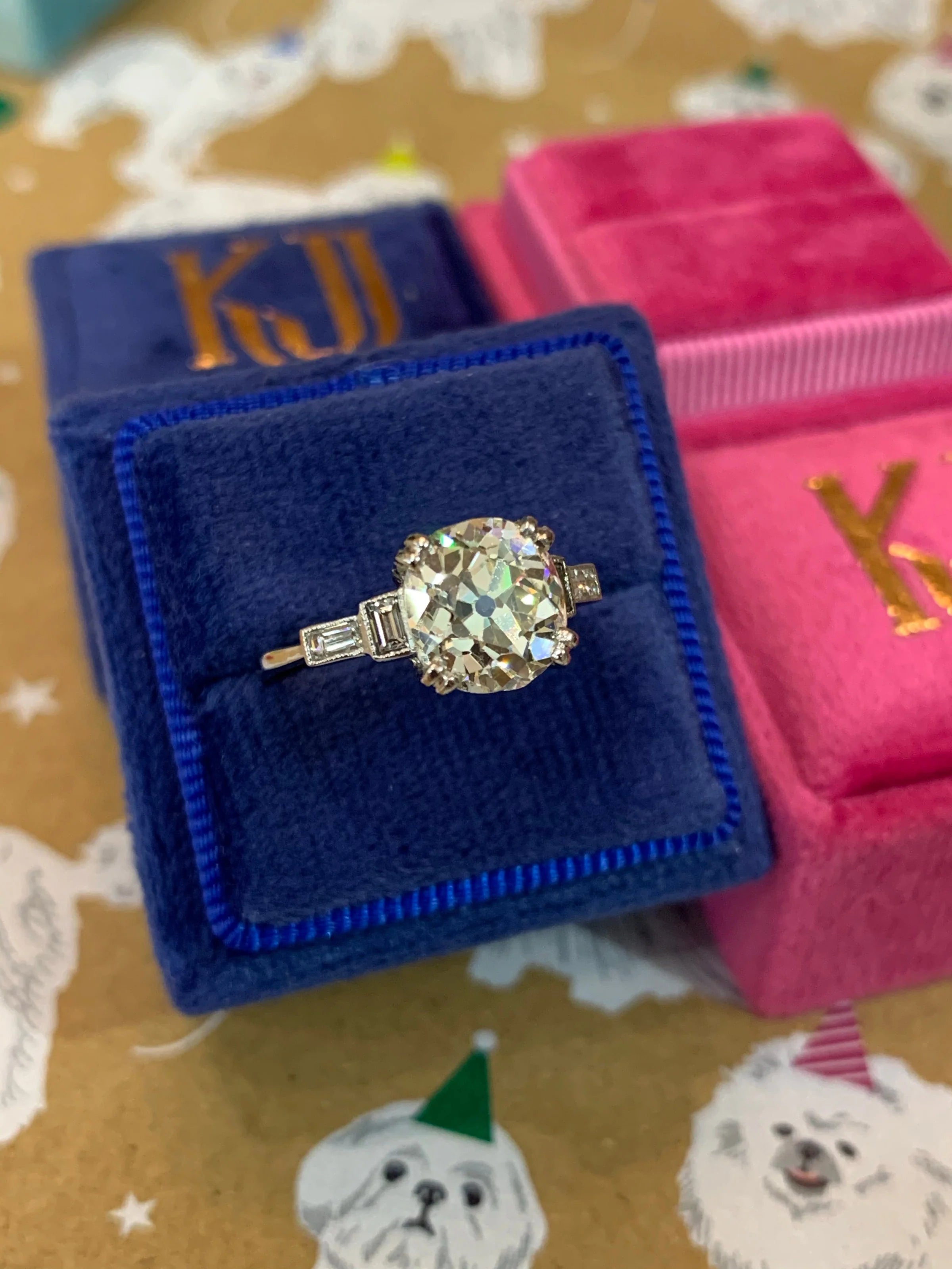 Heritage 3.25 CTW + Old Cut Lab Grown Diamond Engagement Ring, at Least F Colour / VS Clarity