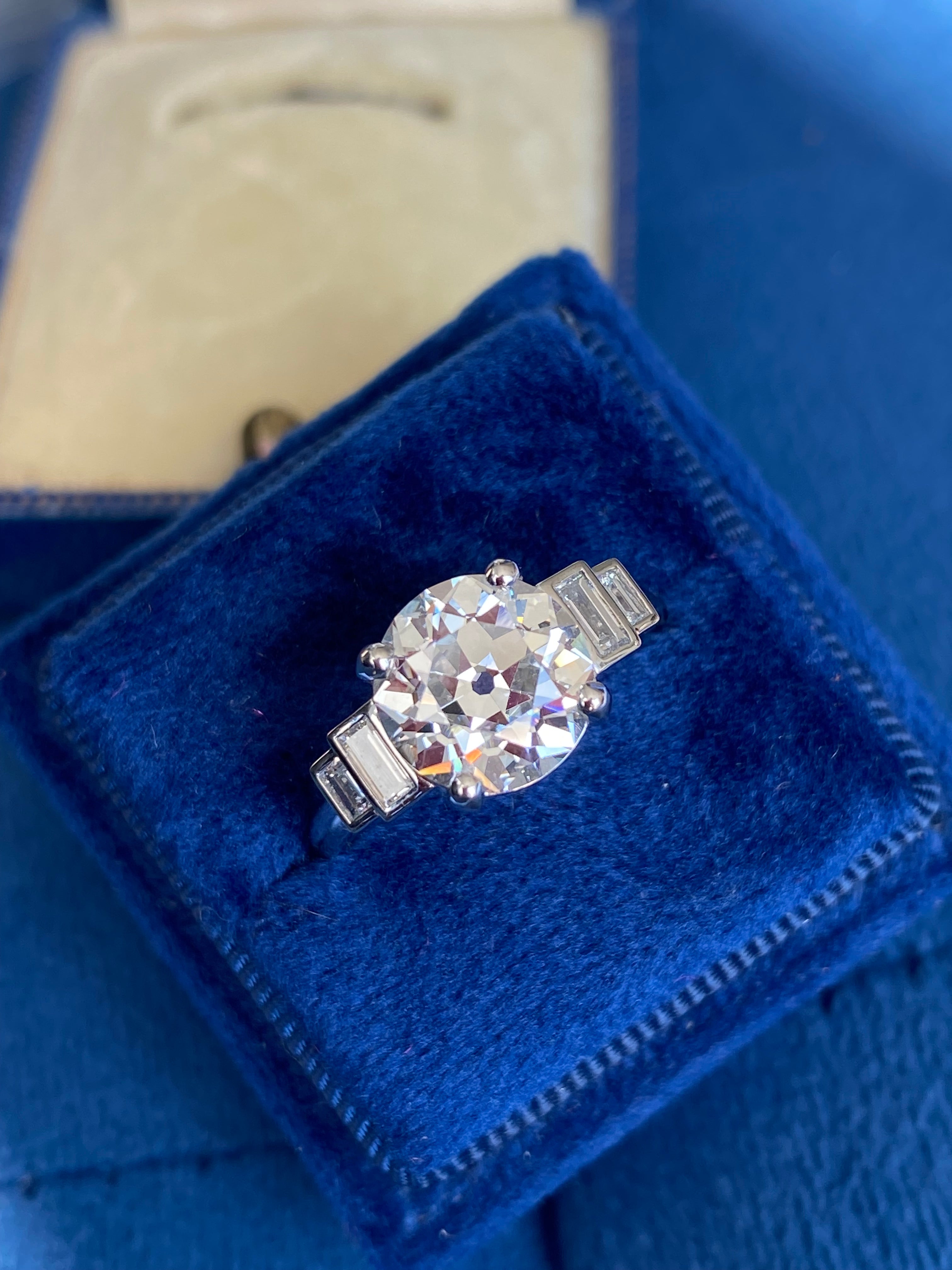 Heritage 3.25CT + Old European Cut Lab Grown Diamond Engagement Ring, at Least F Colour / VS Clarity