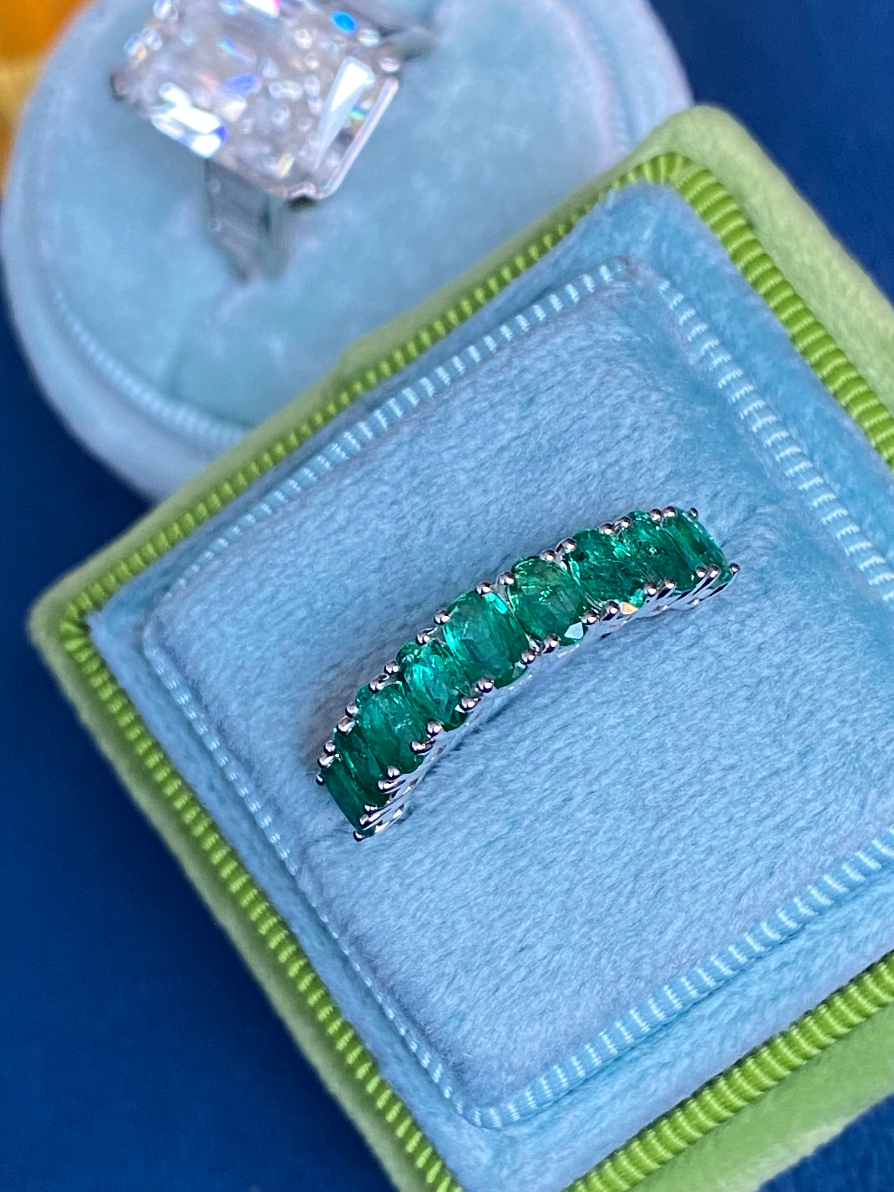 1.74 CTW Emerald Eternity Ring in 9ct White Gold