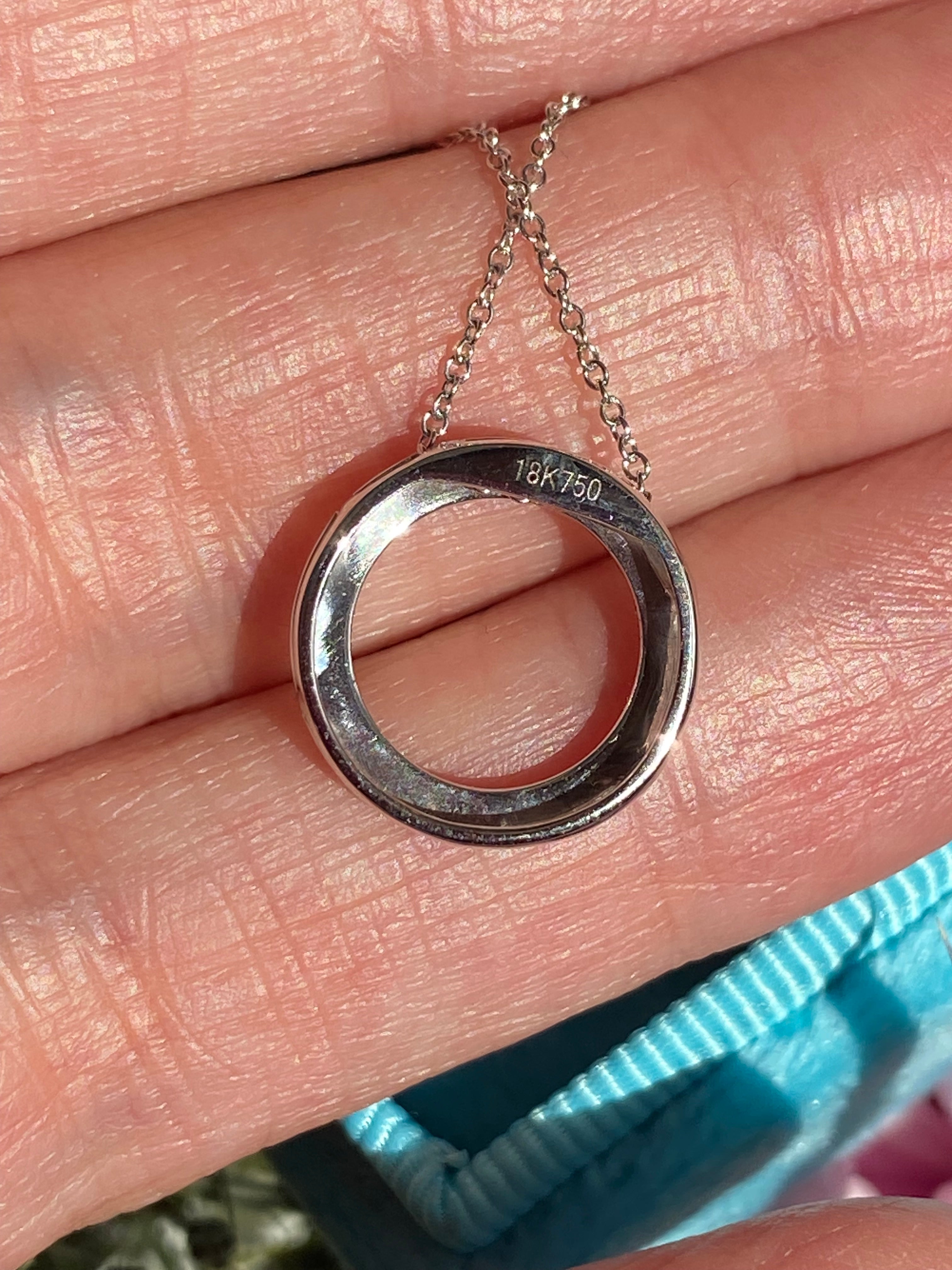 0.35 CTW Sapphire and Diamond Circle Necklace in 18ct White Gold