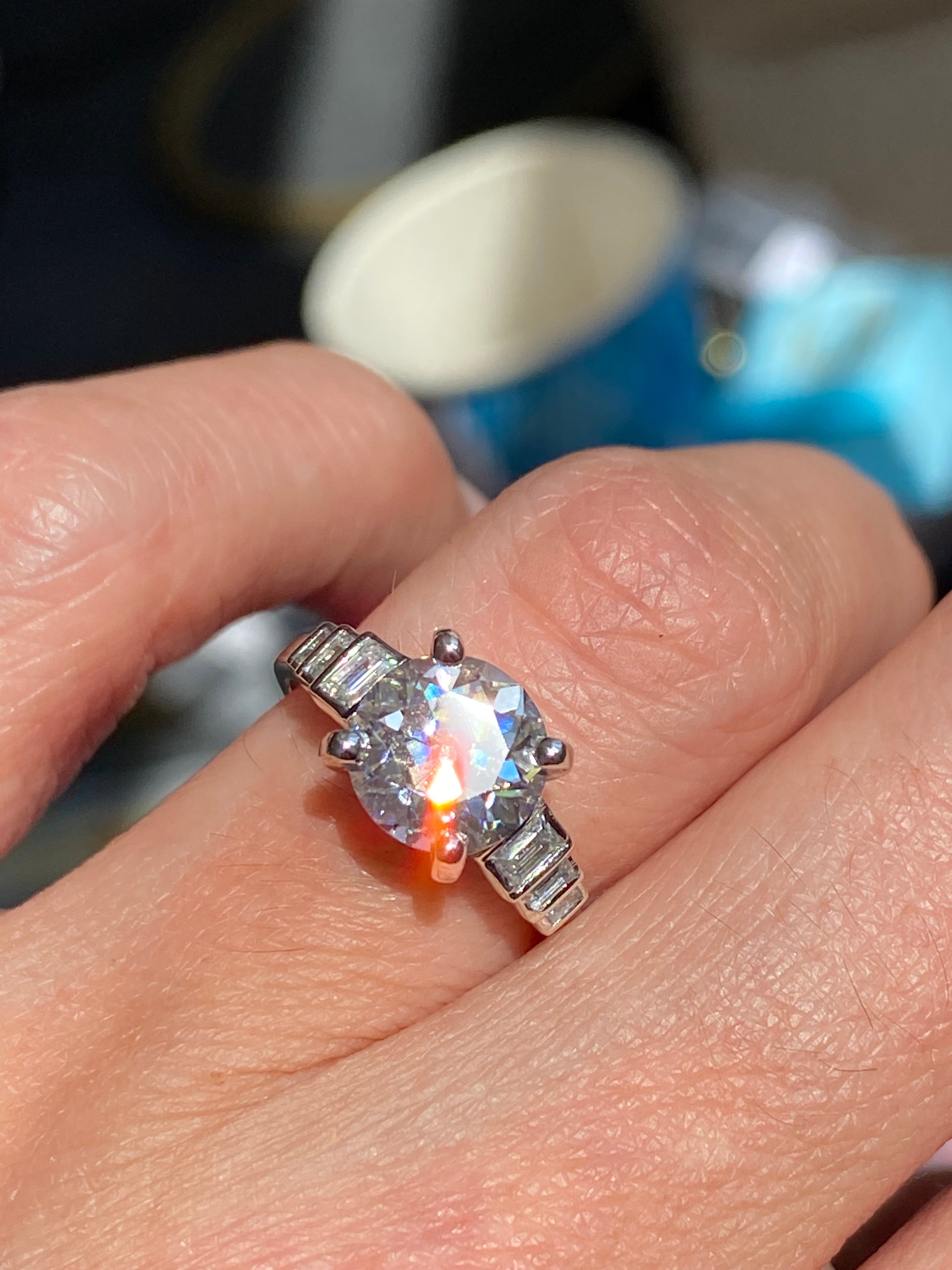 3.00 CTW Moissanite Art Deco Style Engagement Ring