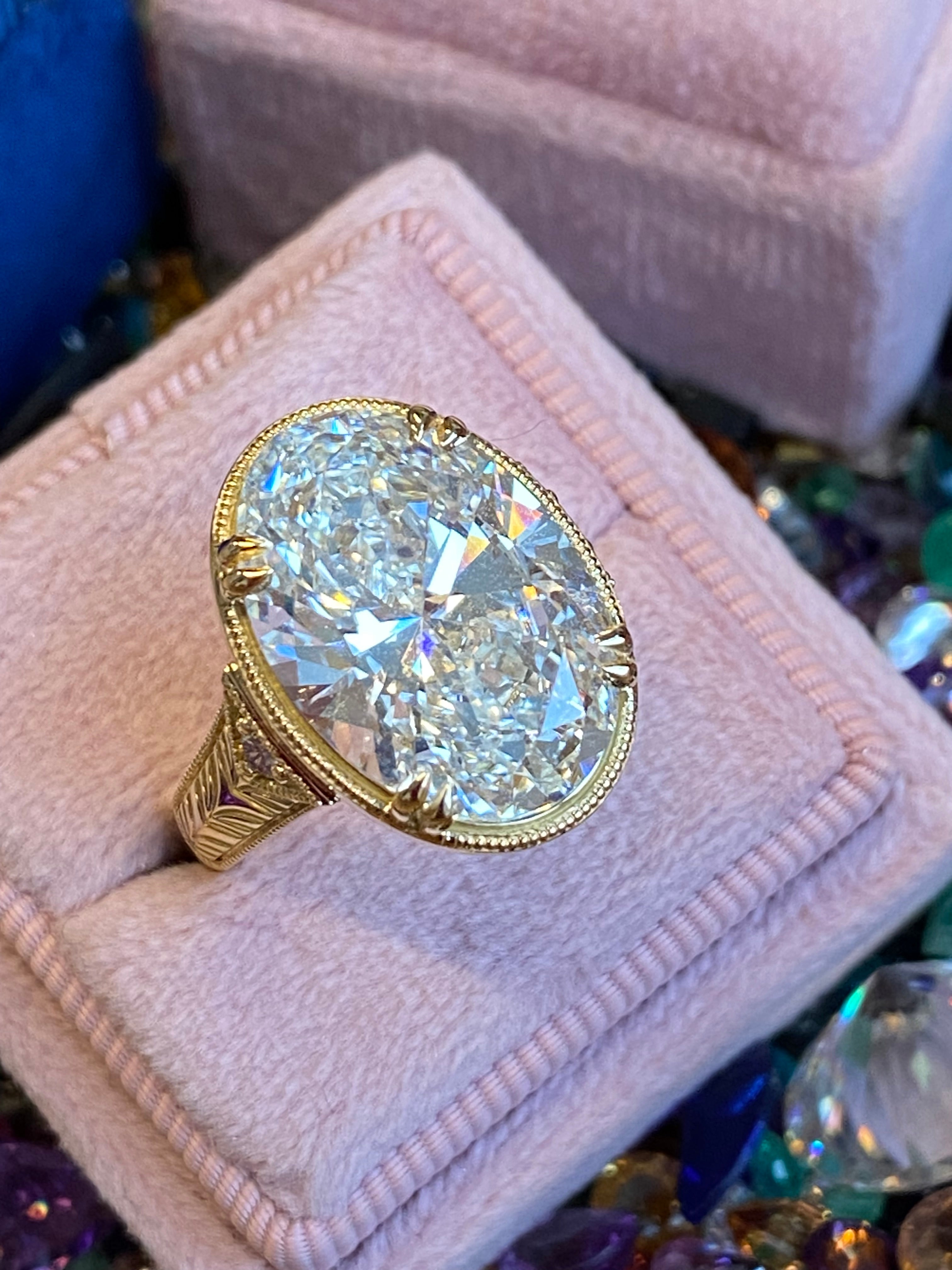 8.05 Carat Oval Cut Lab Diamond Solitaire Engagement Ring in 18ct Yellow Gold