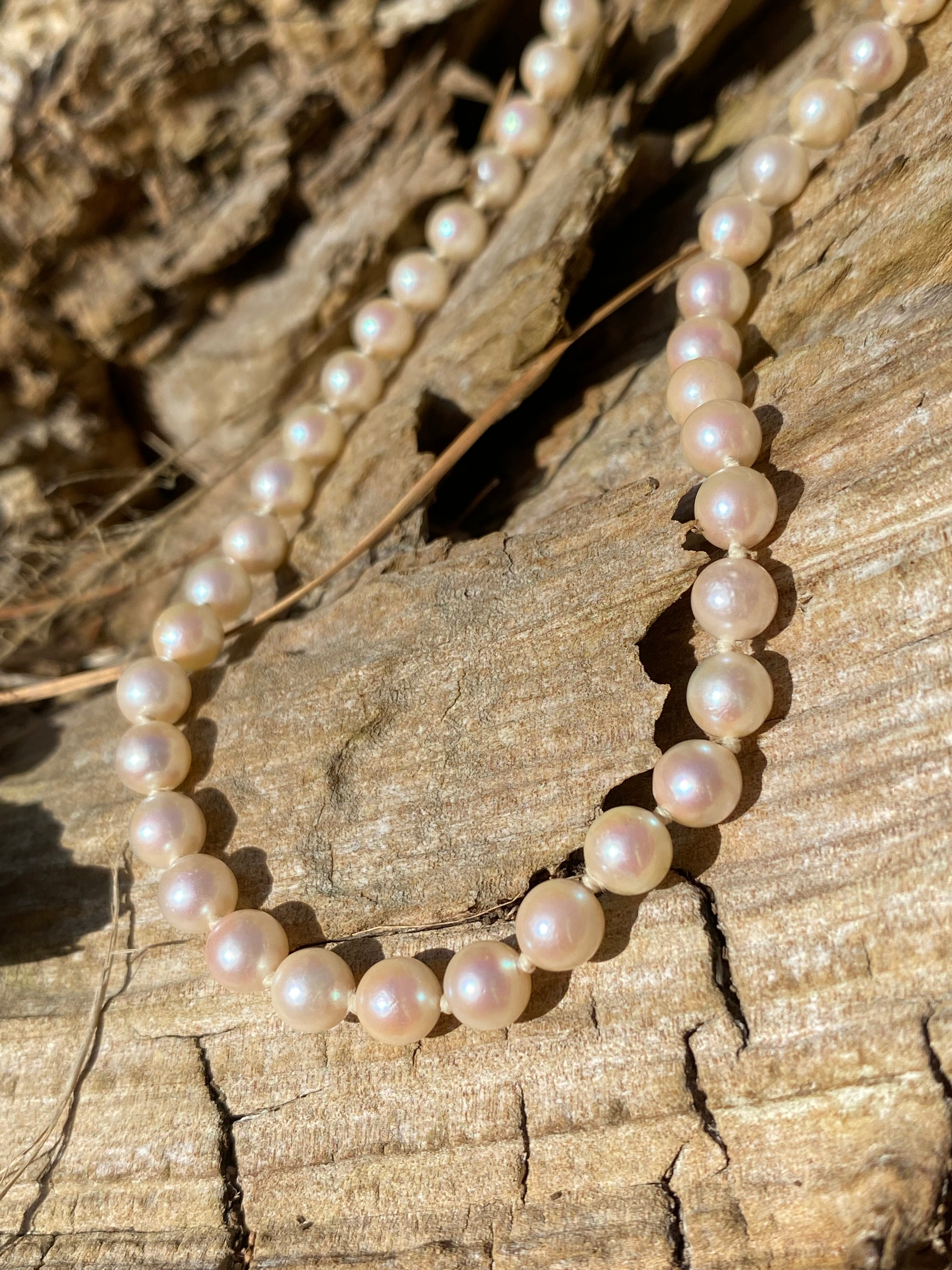 Vintage Cultured Akoya Pearl Necklace with 9ct Gold Clasp