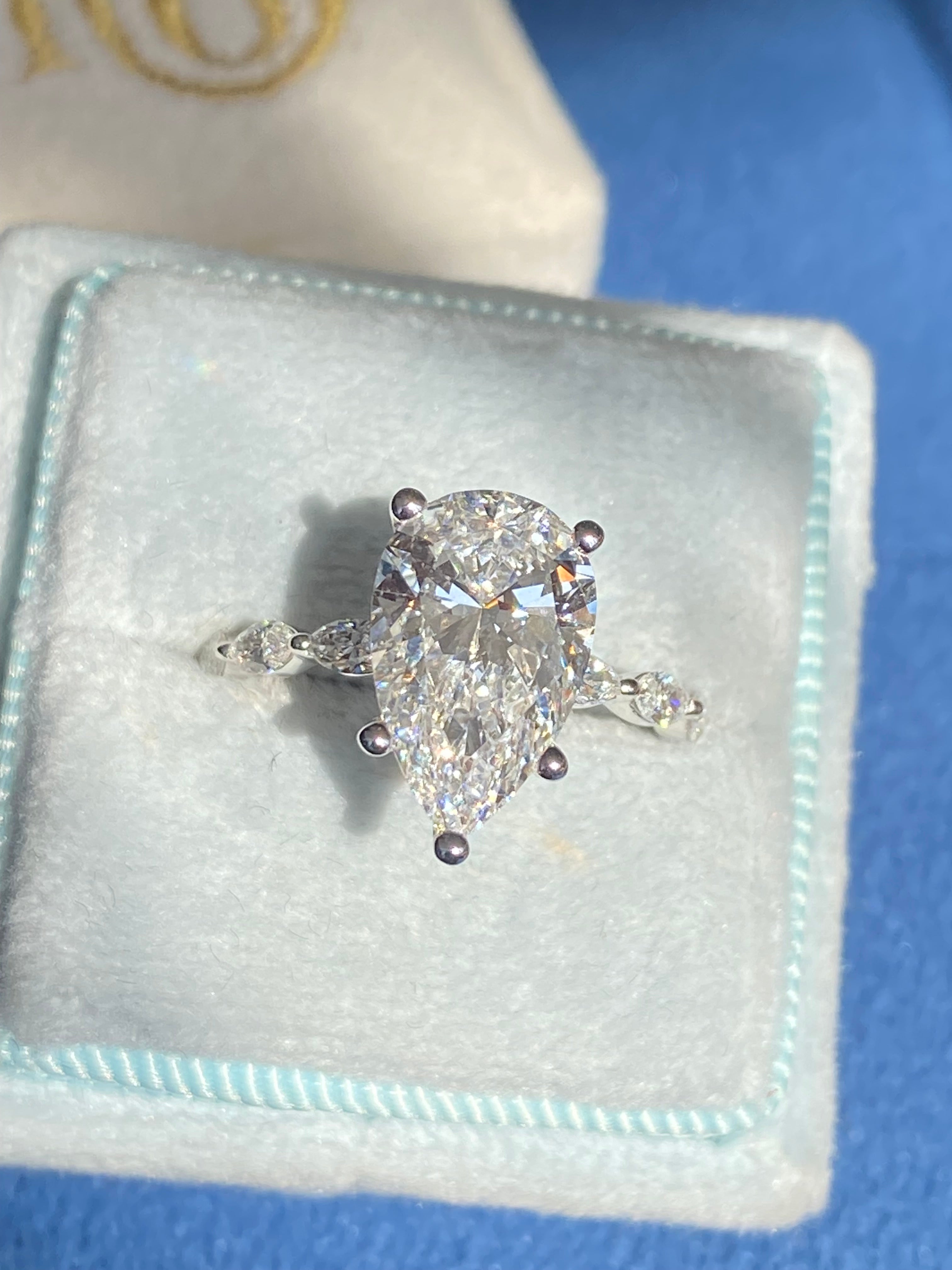 3.05 Carat Pear Cut D Colour Lab Diamond Solitaire Engagement Ring in Platinum