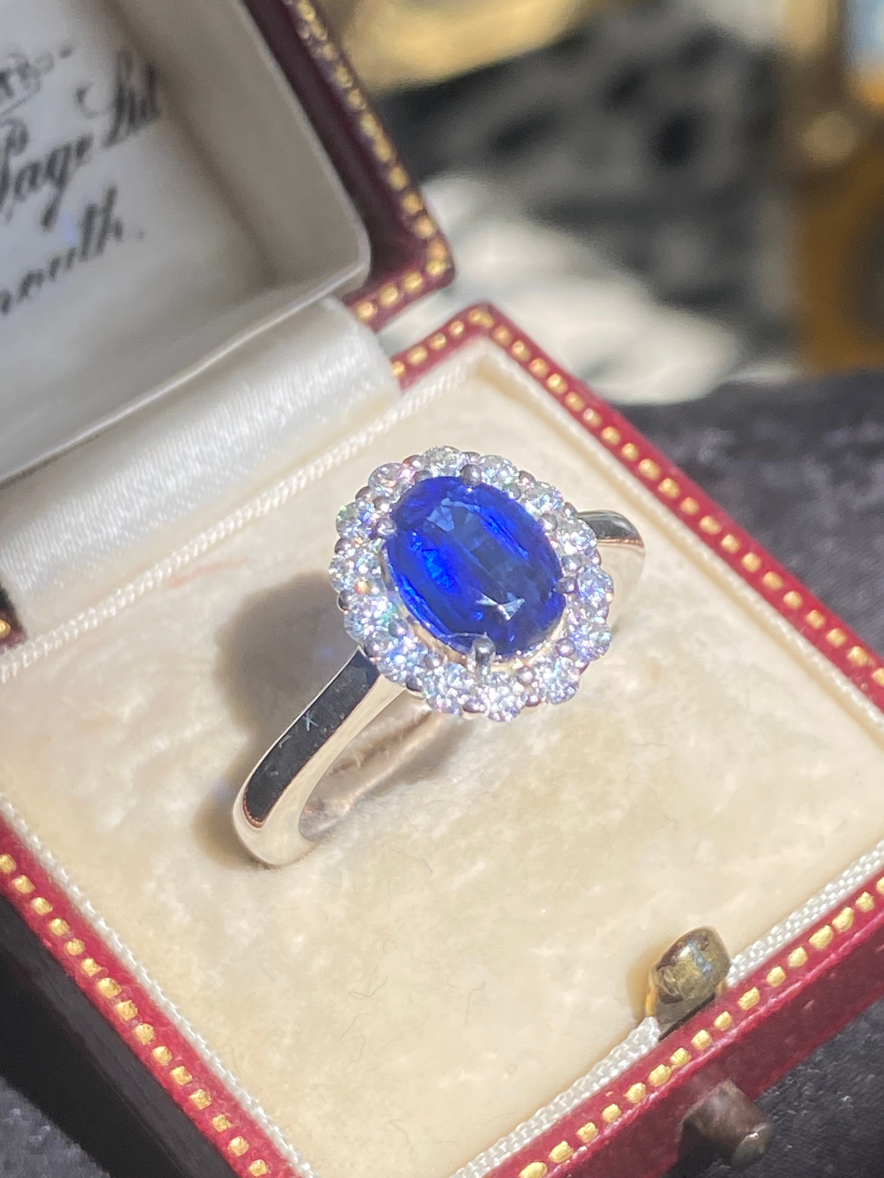 2.00 CTW Oval Cut Kyanite Moissanite Halo Ring in Sterling Silver