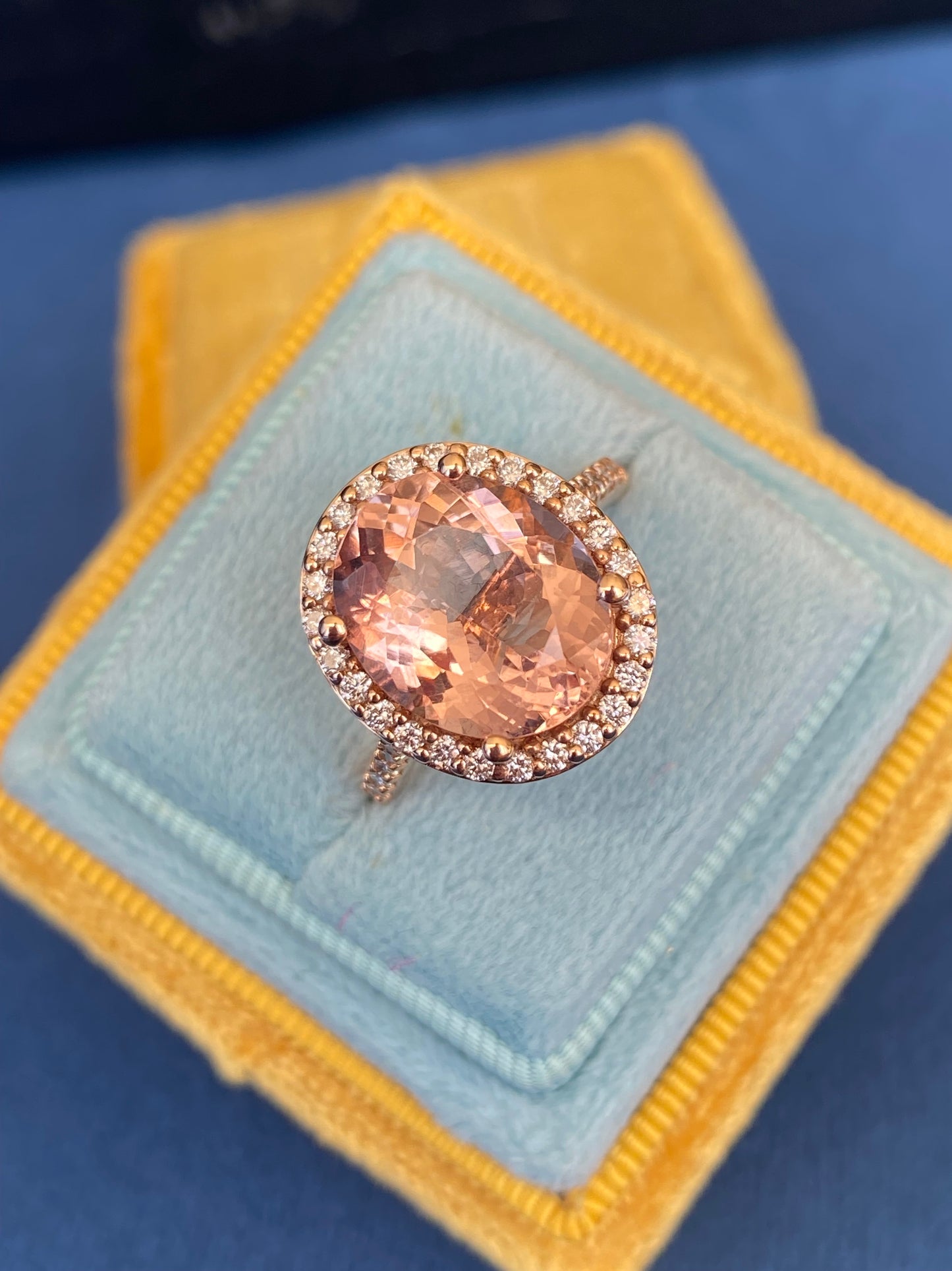 5.46 Carat Morganite and Natural Diamond Ring in 18ct Rose Gold