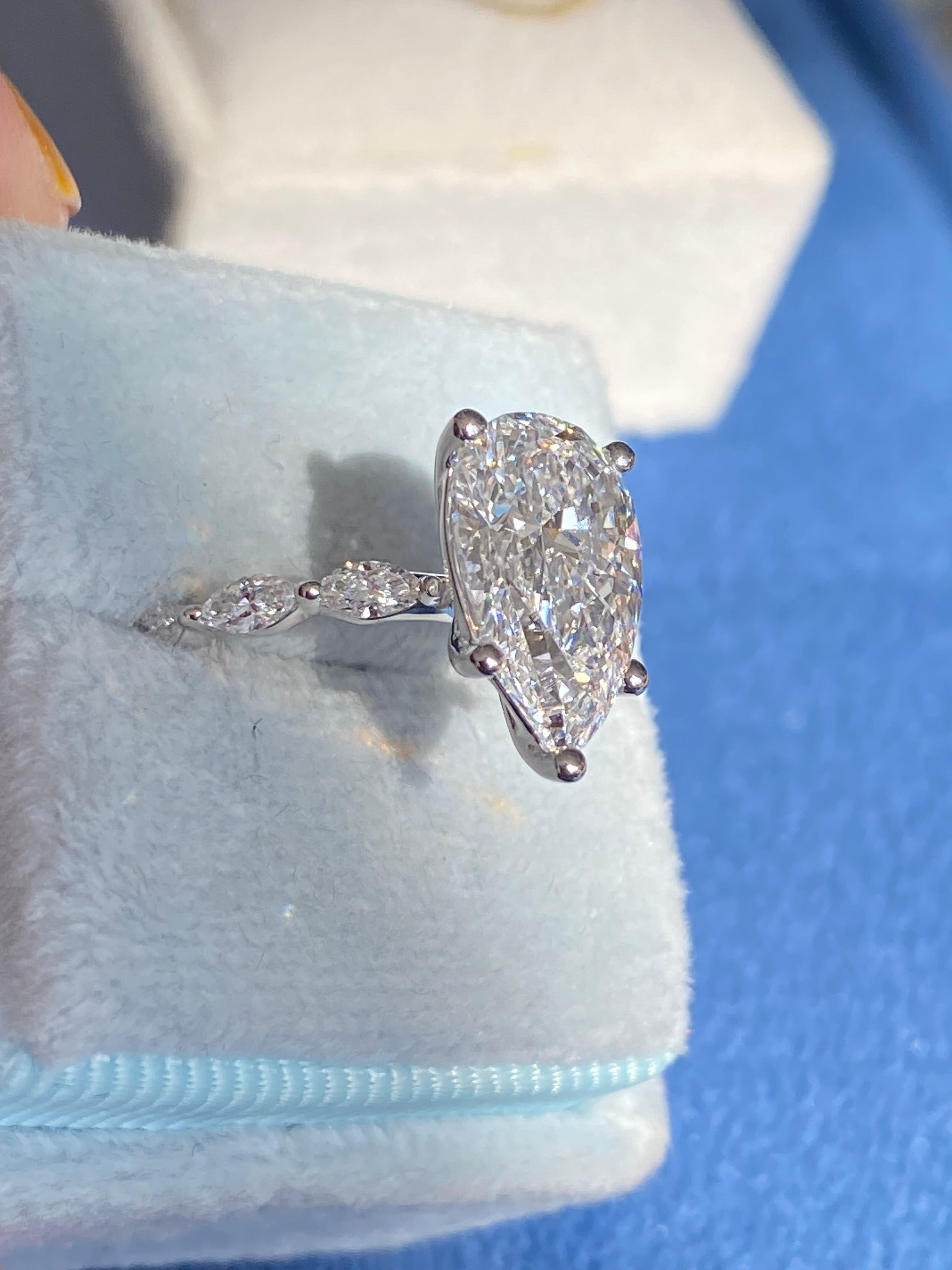 3.05 Carat Pear Cut D Colour Lab Diamond Solitaire Engagement Ring in Platinum