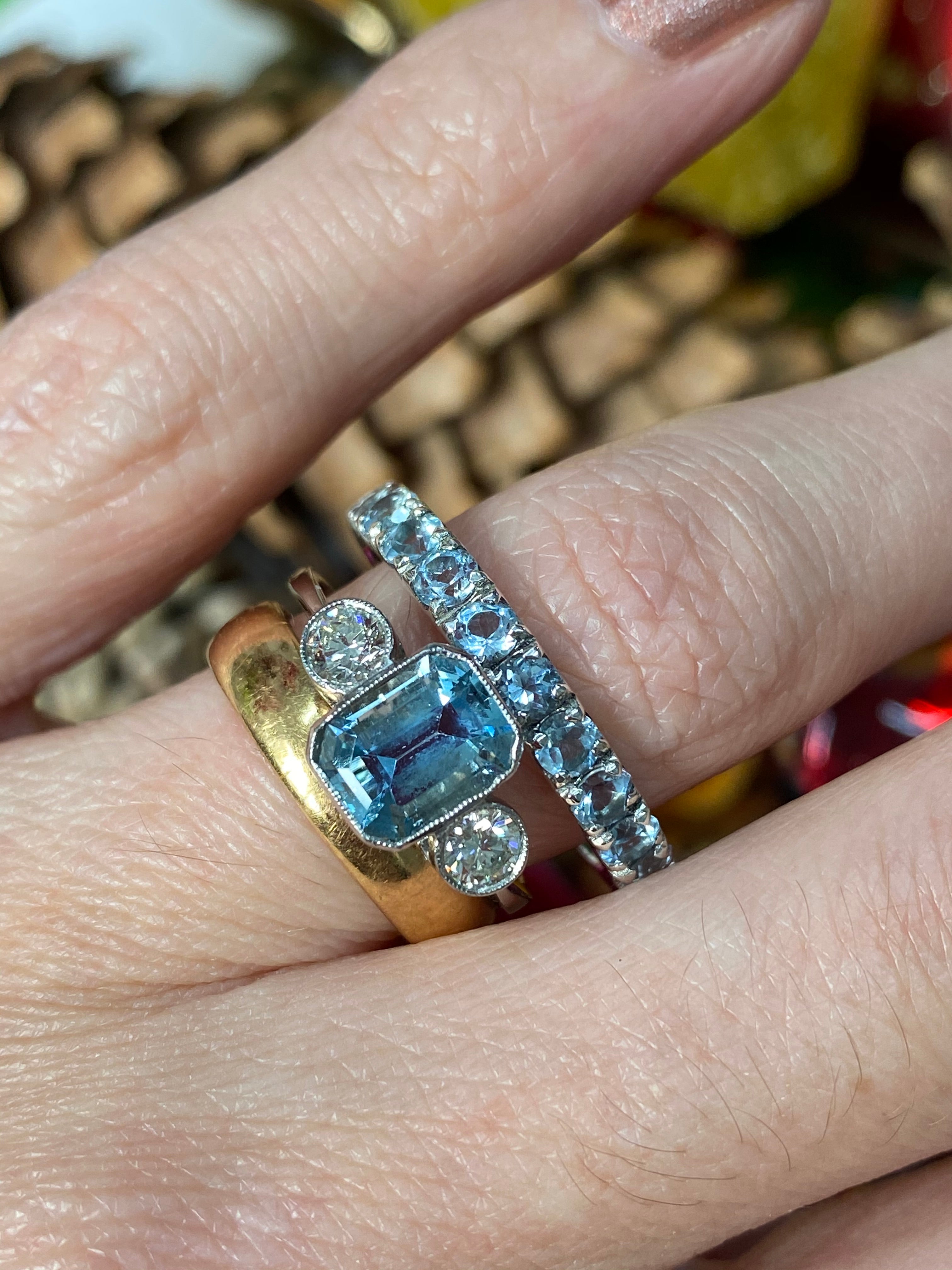1.10 CTW Aquamarine Eternity Stacking Ring in Sterling Silver