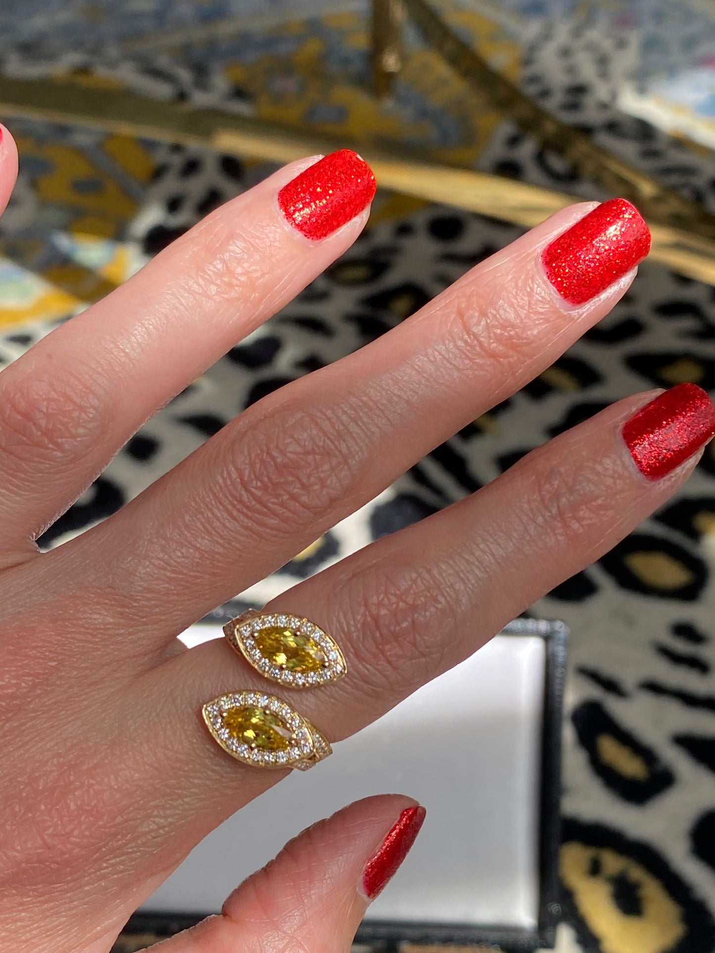 2.20ctw Yellow Ceylon Sapphire and 0.49ctw Natural Diamond Toi et Moi Ring in Platinum and 18ct Yellow Gold