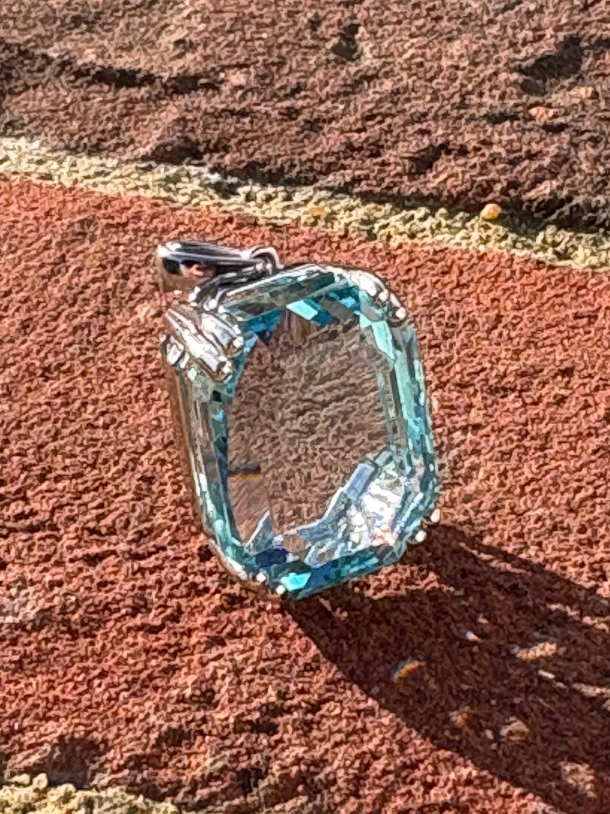 Certified 31.86 Carat Aquamarine Pendant in Platinum