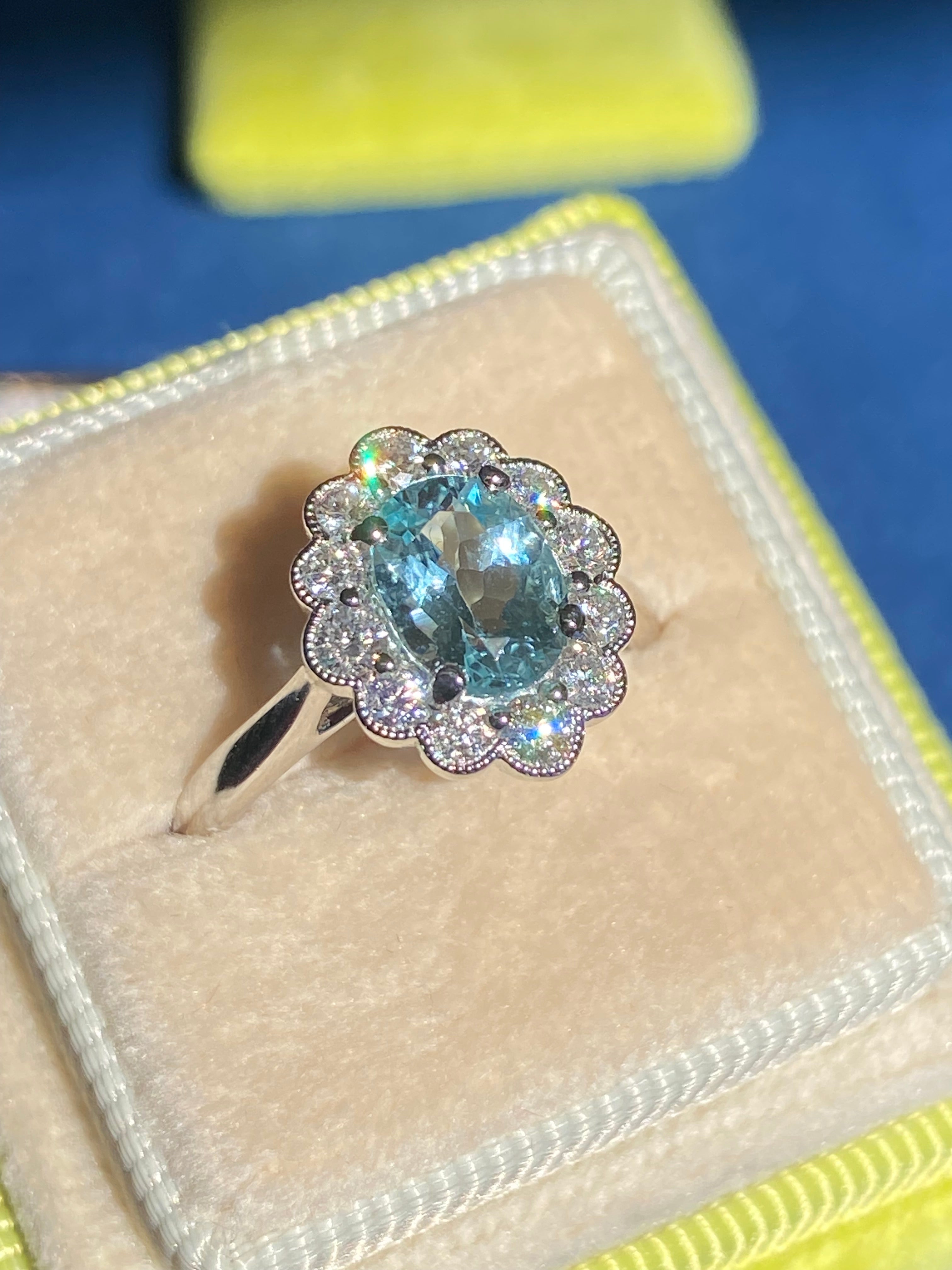 1.63 CTW Aquamarine and Diamond Ring in Platinum