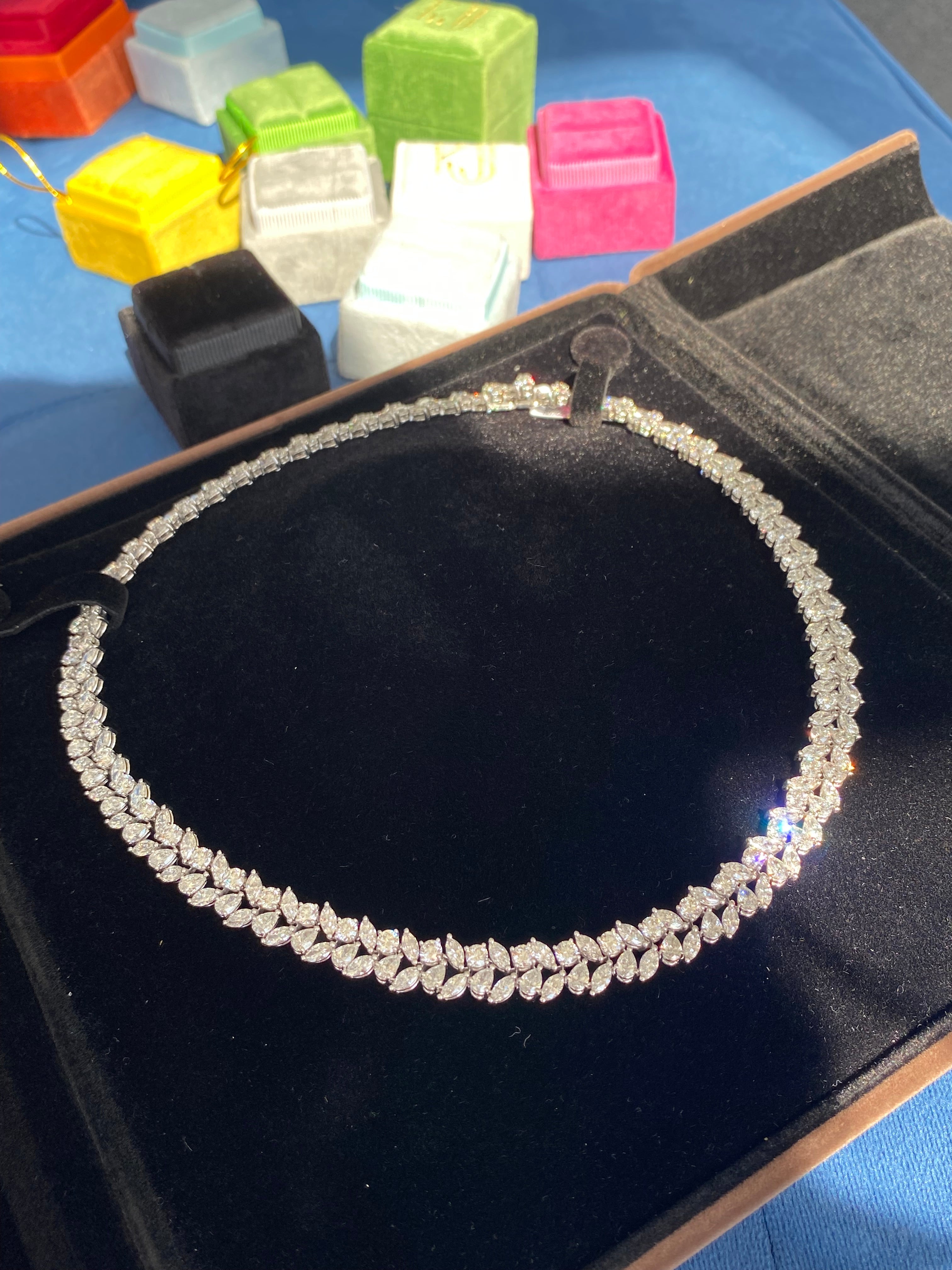 32.17 CTW Natural Diamond Necklace in 18ct White Gold