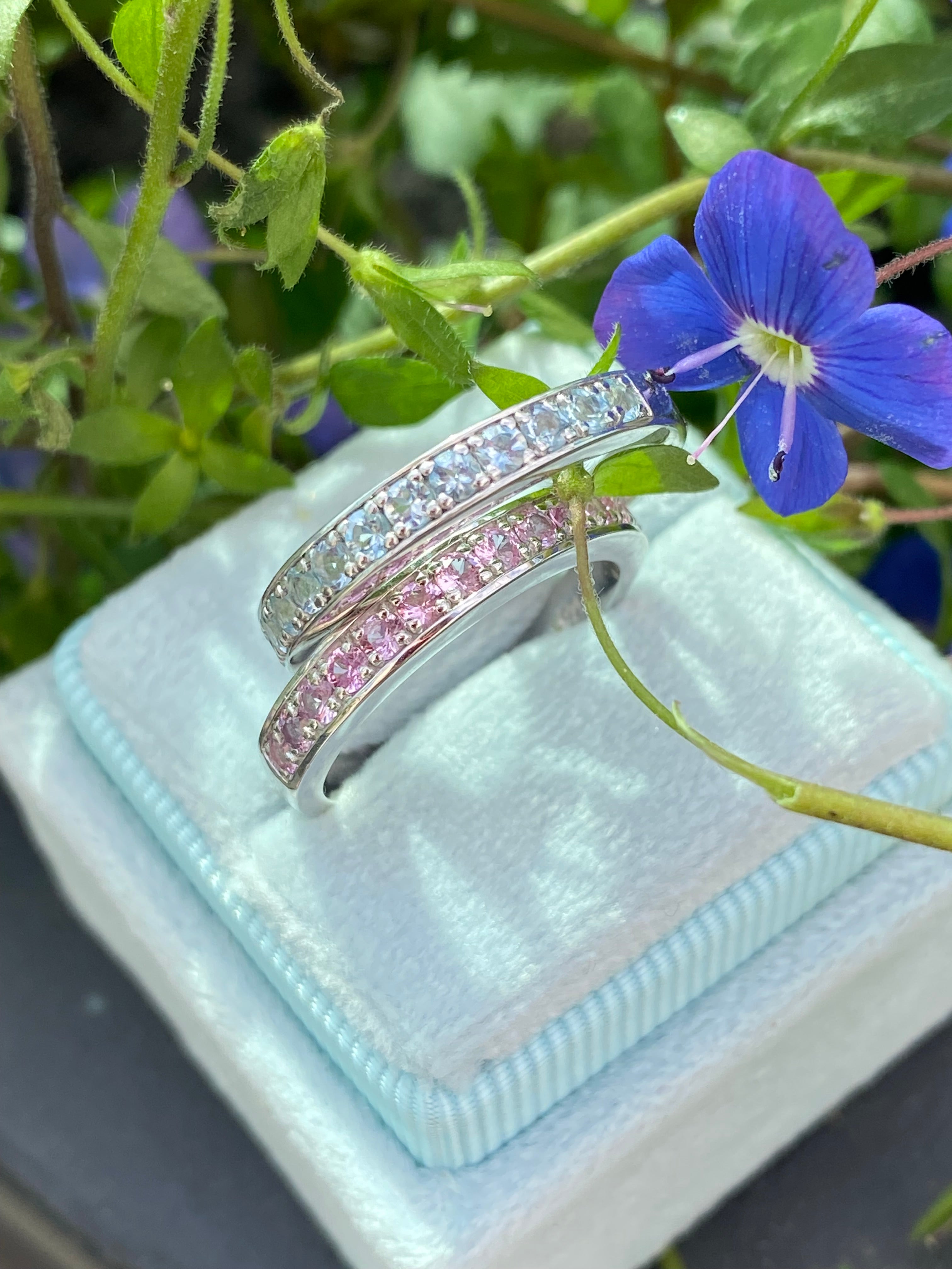 0.50ctw Baby Blue Aquamarine Eternity Stacking Ring