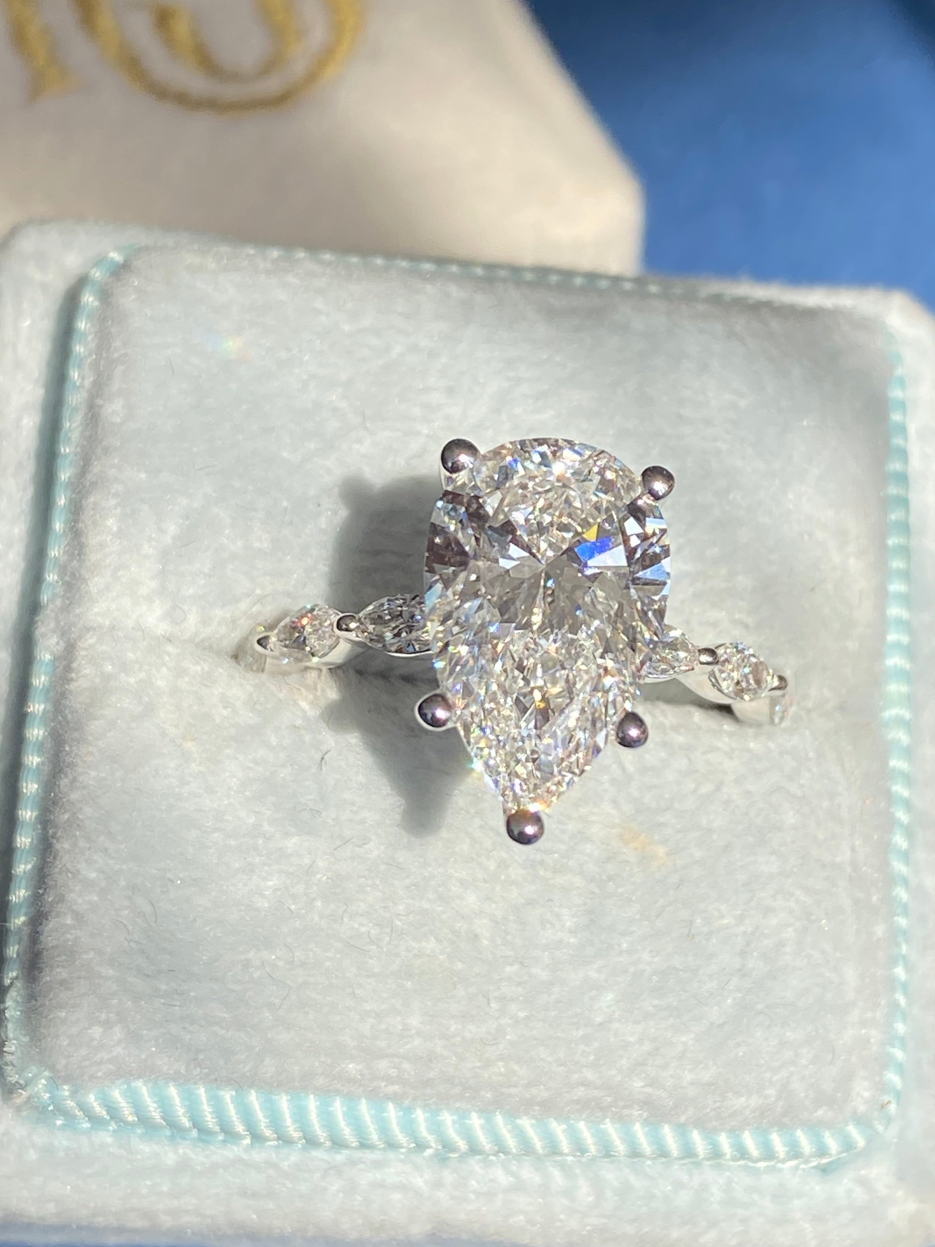 3.05 Carat Pear Cut D Colour Lab Diamond Solitaire Engagement Ring in Platinum