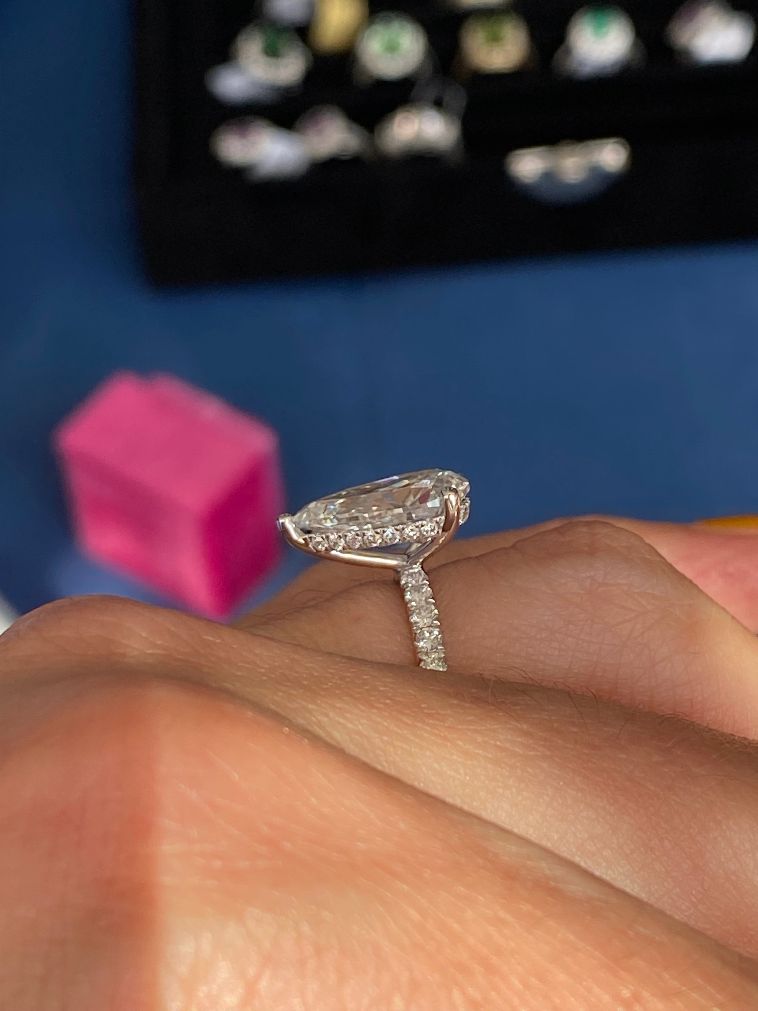 3.01 Carat Pear Cut D Colour Lab Diamond Solitaire Engagement Ring in Platinum