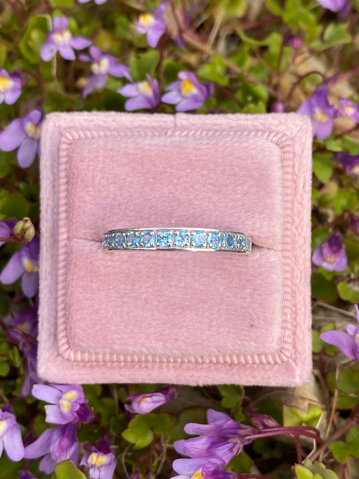 0.50ctw Blue Topaz Eternity Stacking Ring in Sterling Silver / 9ct Yellow Gold