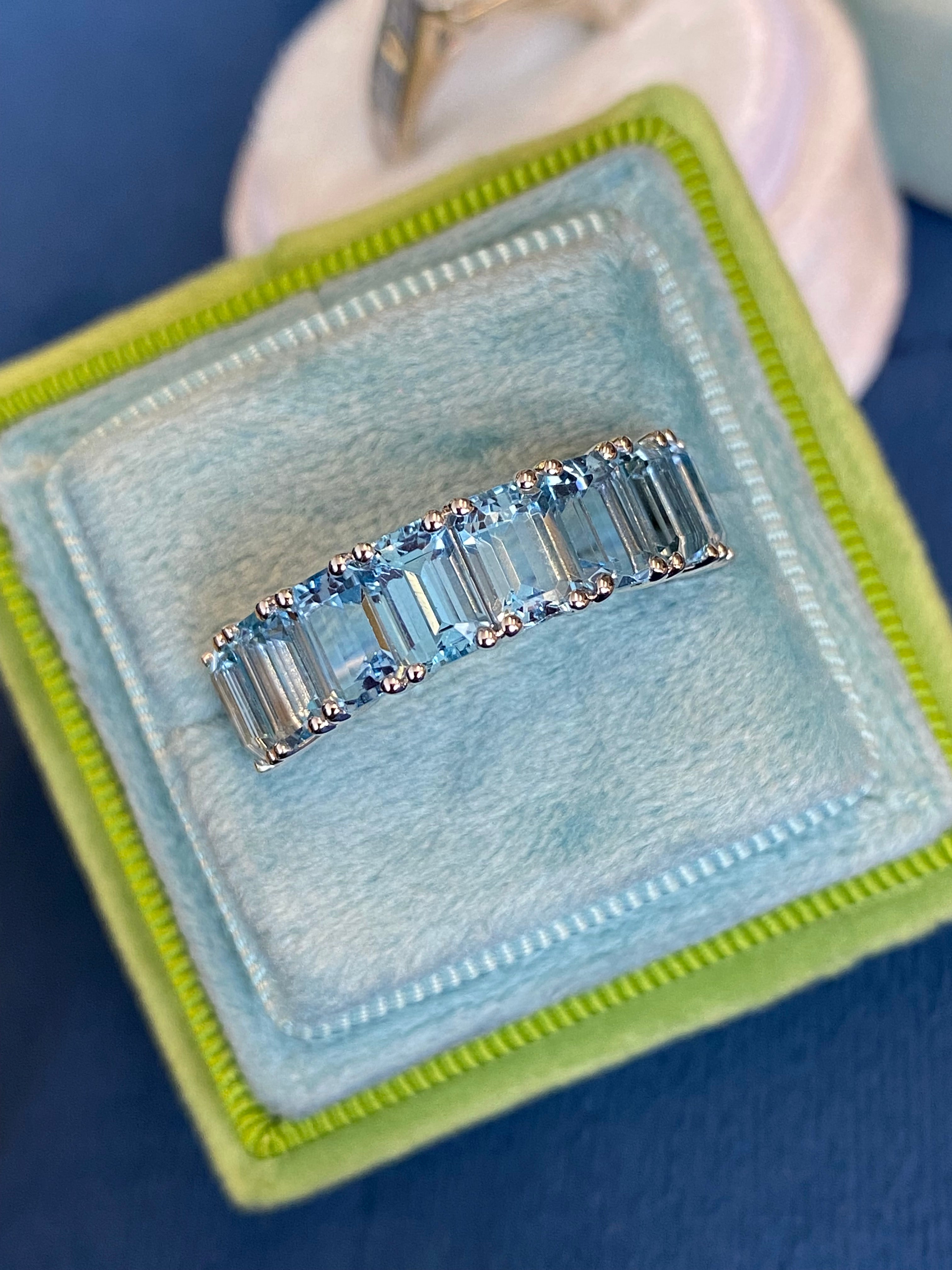 4.34 CTW Aquamarine Eternity Ring in 9ct White Gold