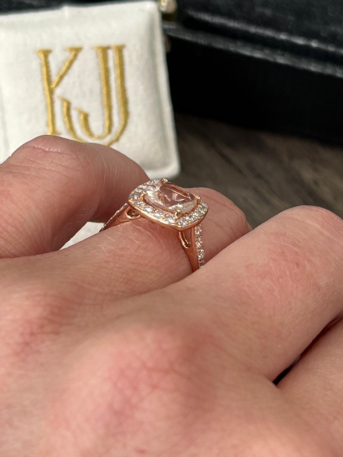 1.63 Carat Morganite and Natural Diamond Ring in 18ct Rose Gold