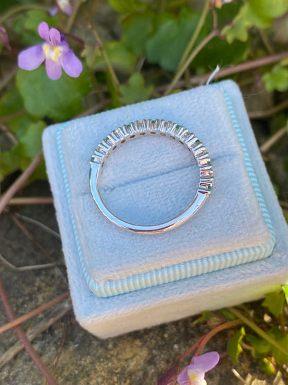 0.47ctw Natural Emerald and Moissanite Eternity Stacking Ring