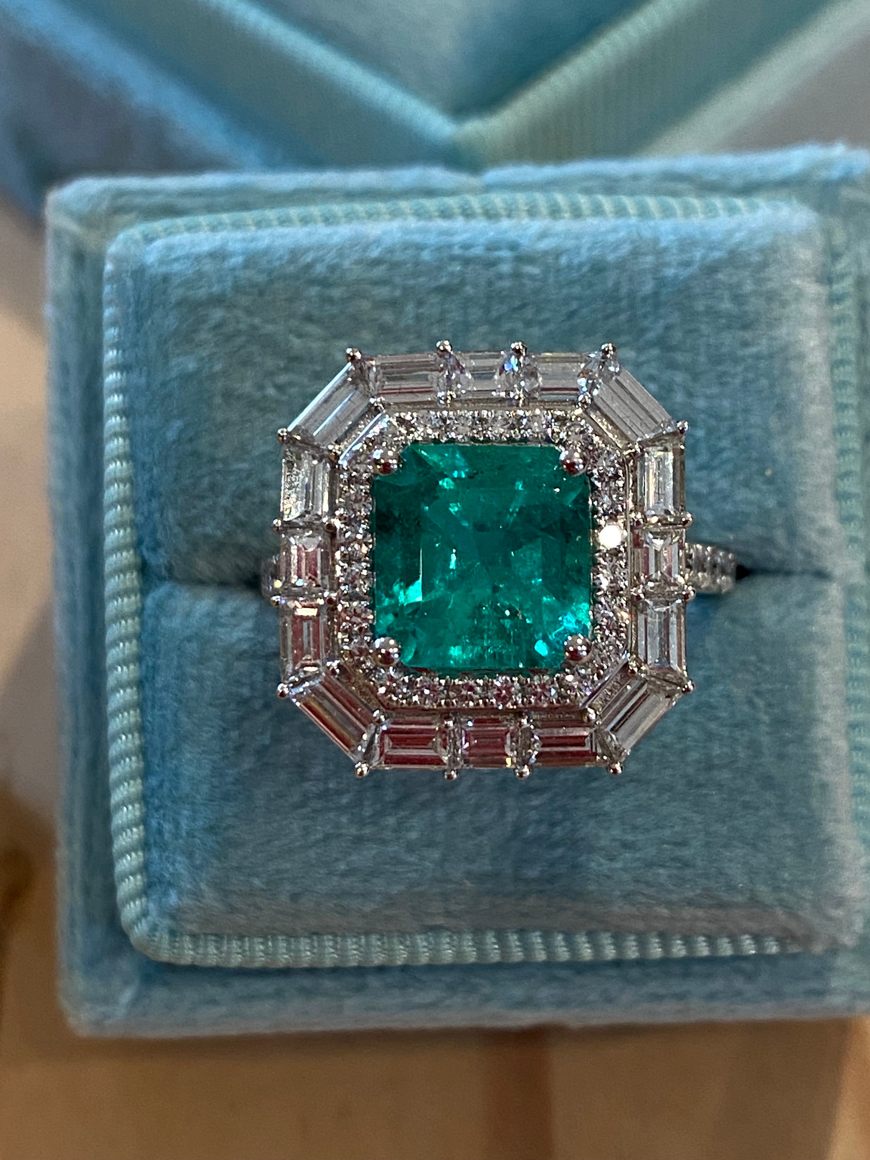 Masterpiece 2.34 Carat Colombian Emerald and 1.67ctw Natural Diamond Ring in Platinum